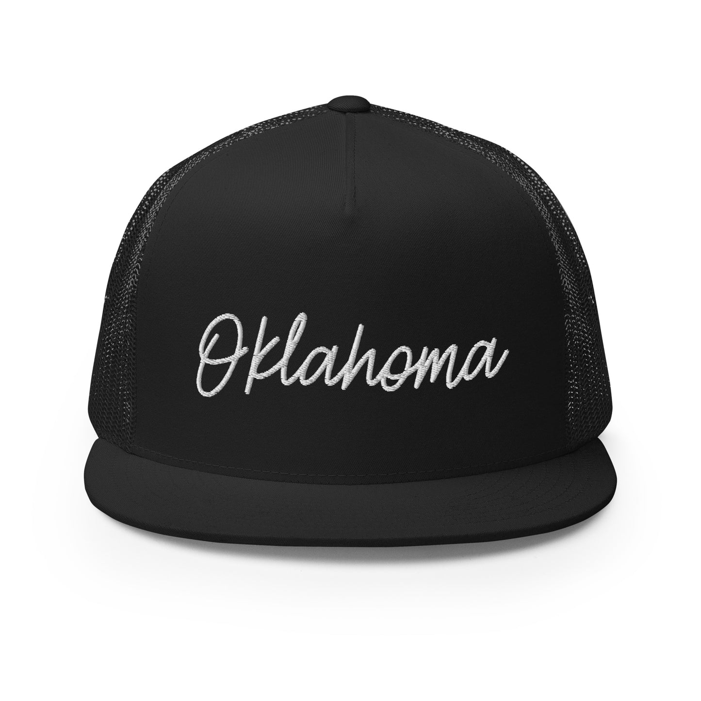 Oklahoma Retro Script High 5 Panel A-Frame Snapback Trucker Hat