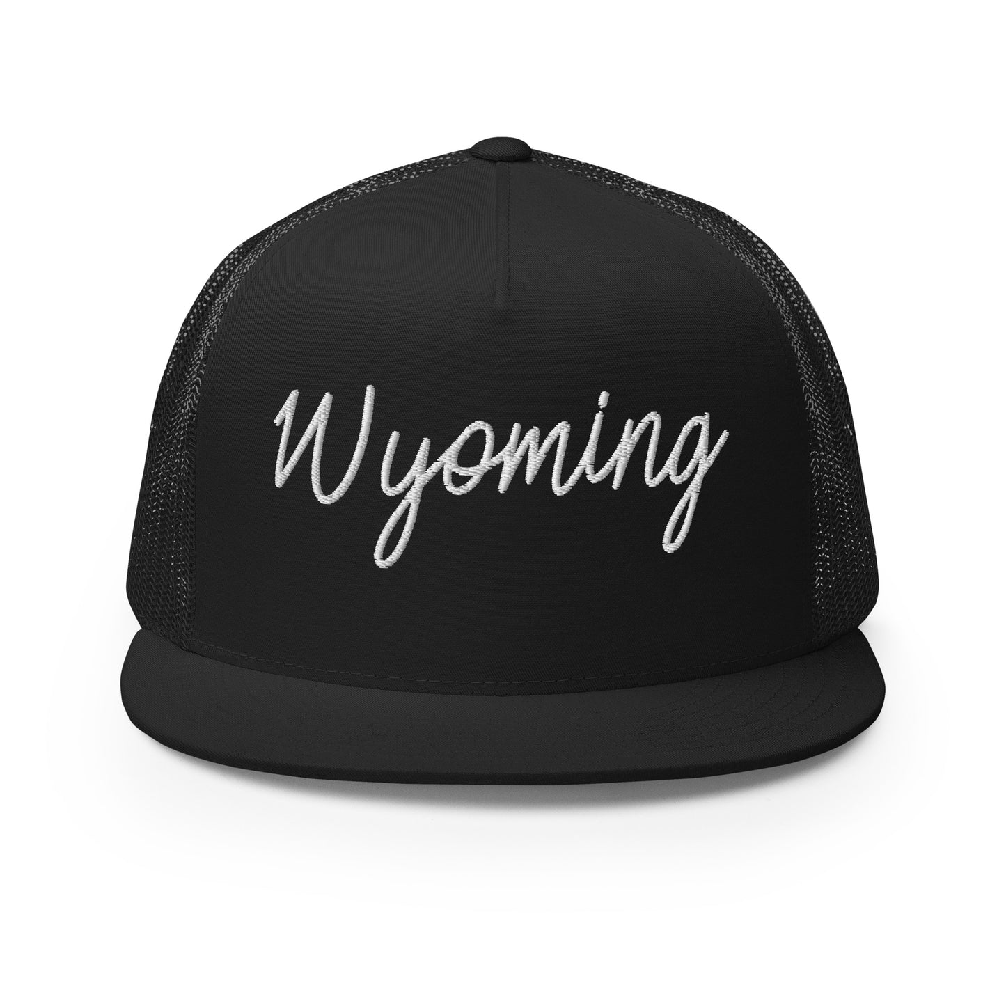 Wyoming Retro Script High 5 Panel A-Frame Snapback Trucker Hat