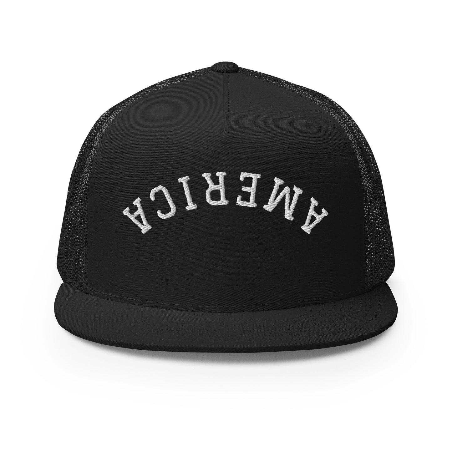 United States USA "America" Upside Down Arch High 5 Panel A-Frame Snapback Trucker Hat
