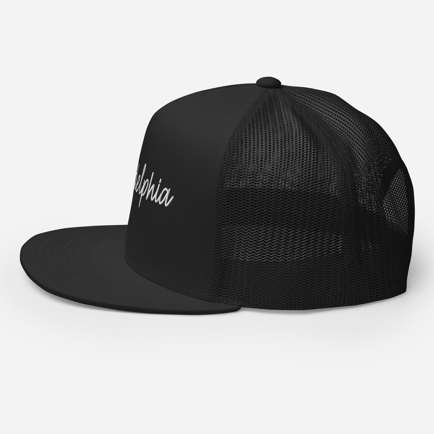 Philadelphia Retro Script High 5 Panel A-Frame Snapback Trucker Hat