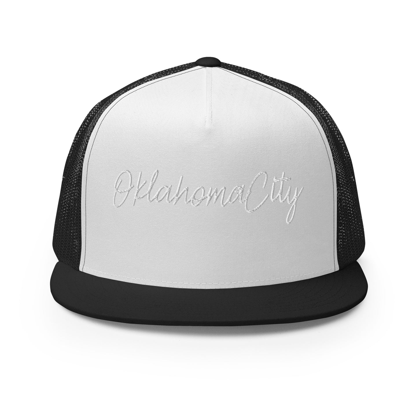 Oklahoma City Retro Script High 5 Panel A-Frame Snapback Trucker Hat