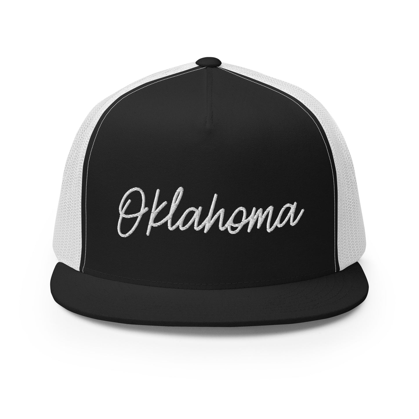 Oklahoma Retro Script High 5 Panel A-Frame Snapback Trucker Hat
