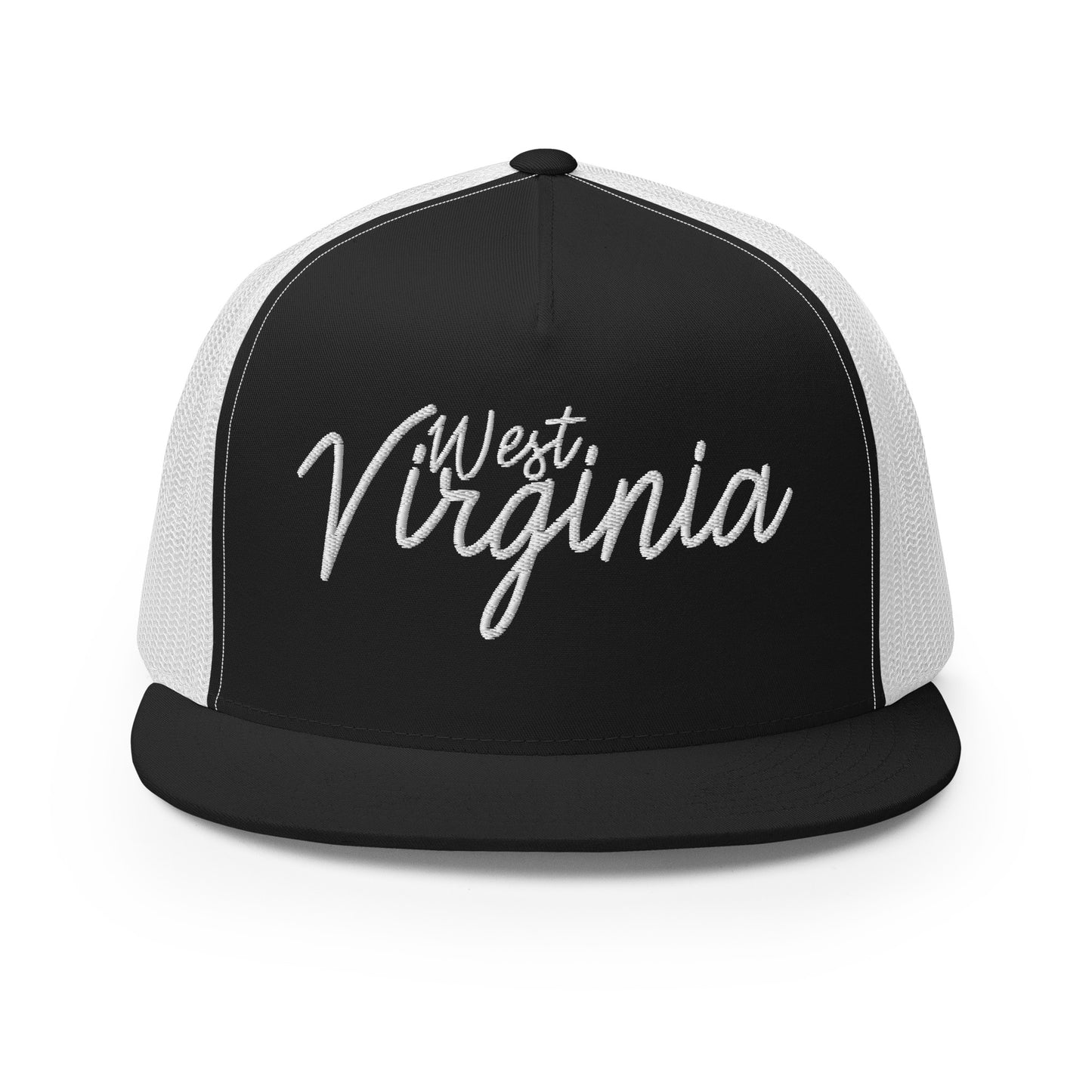 West Virginia Retro Script High 5 Panel A-Frame Snapback Trucker Hat
