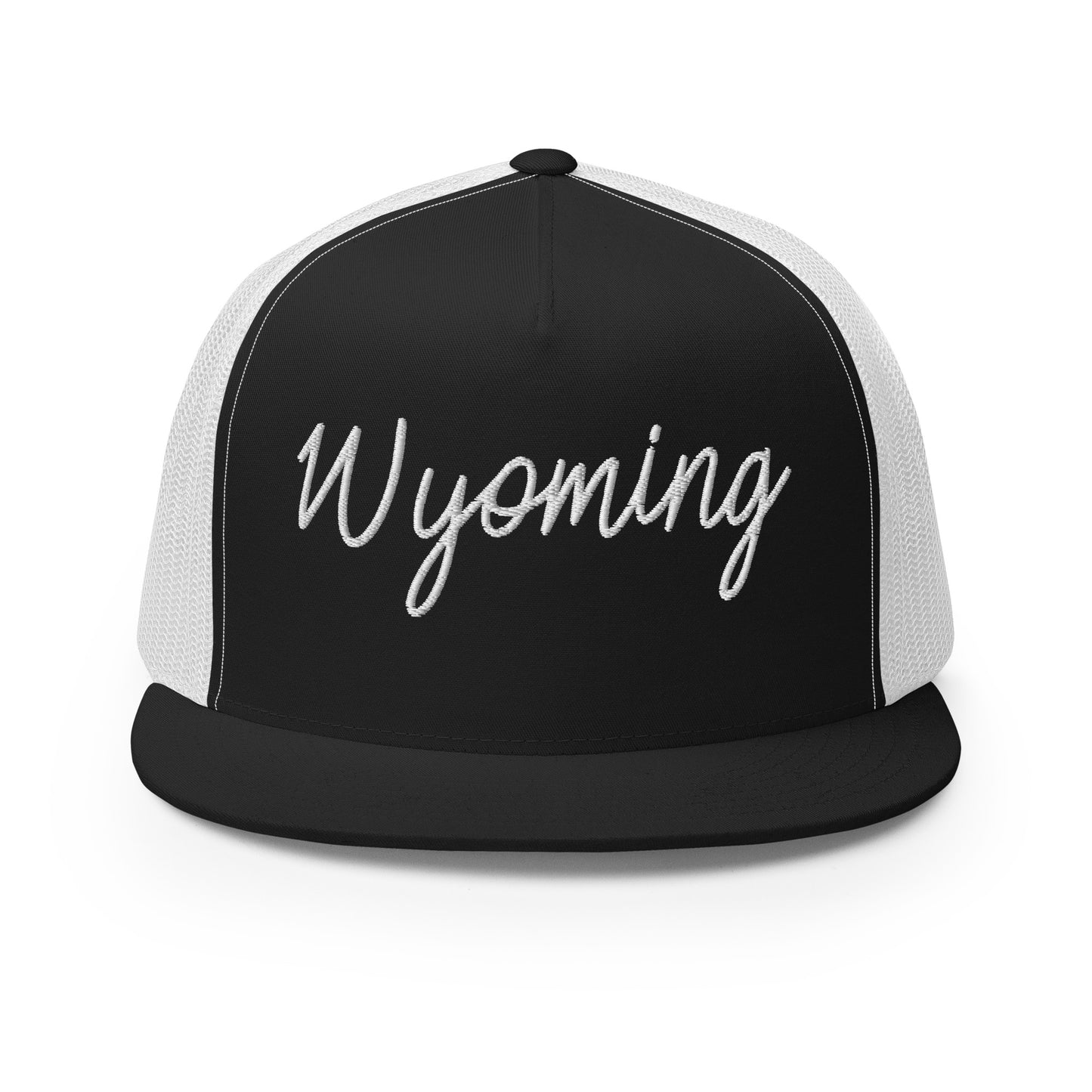 Wyoming Retro Script High 5 Panel A-Frame Snapback Trucker Hat