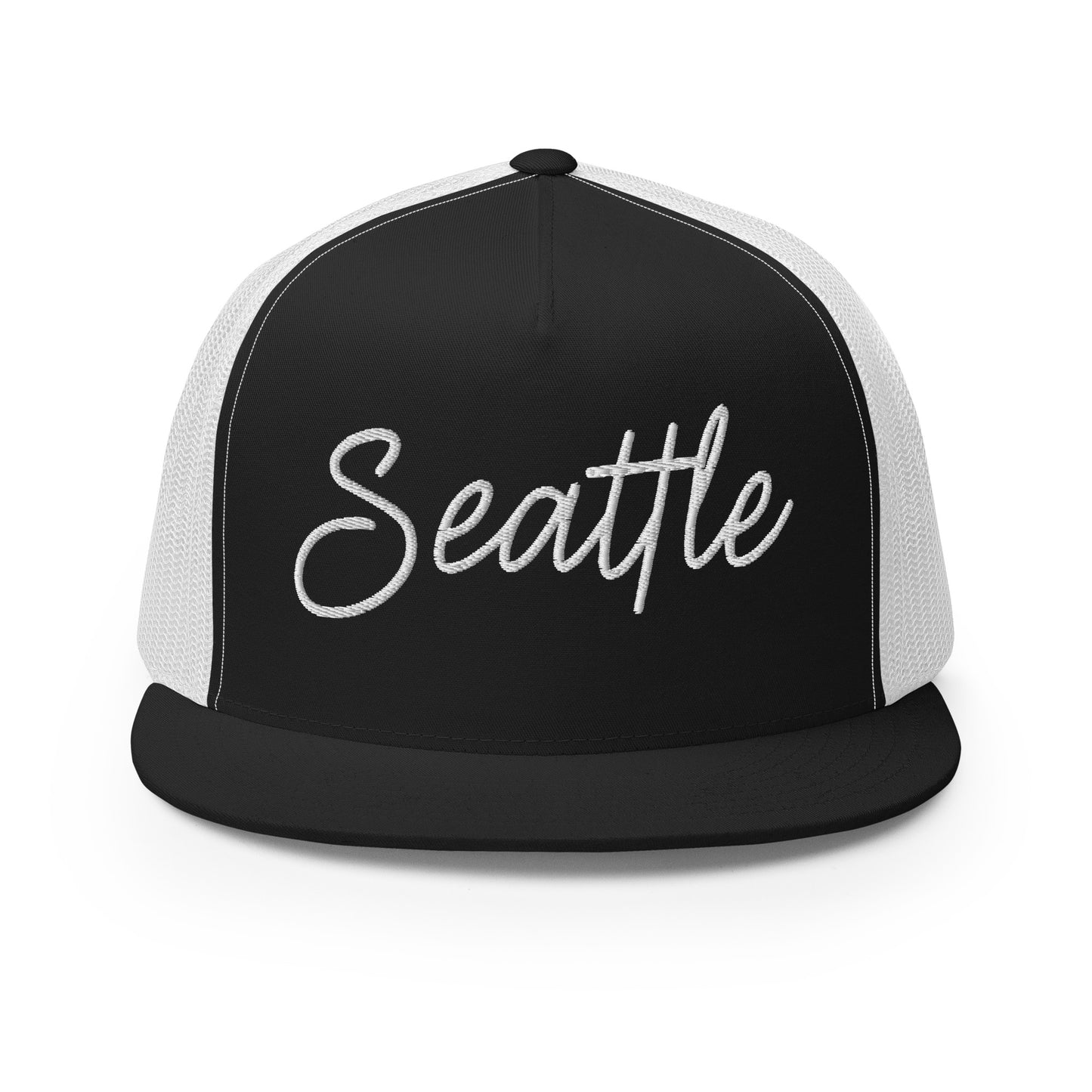 Seattle Retro Script High 5 Panel A-Frame Snapback Trucker Hat