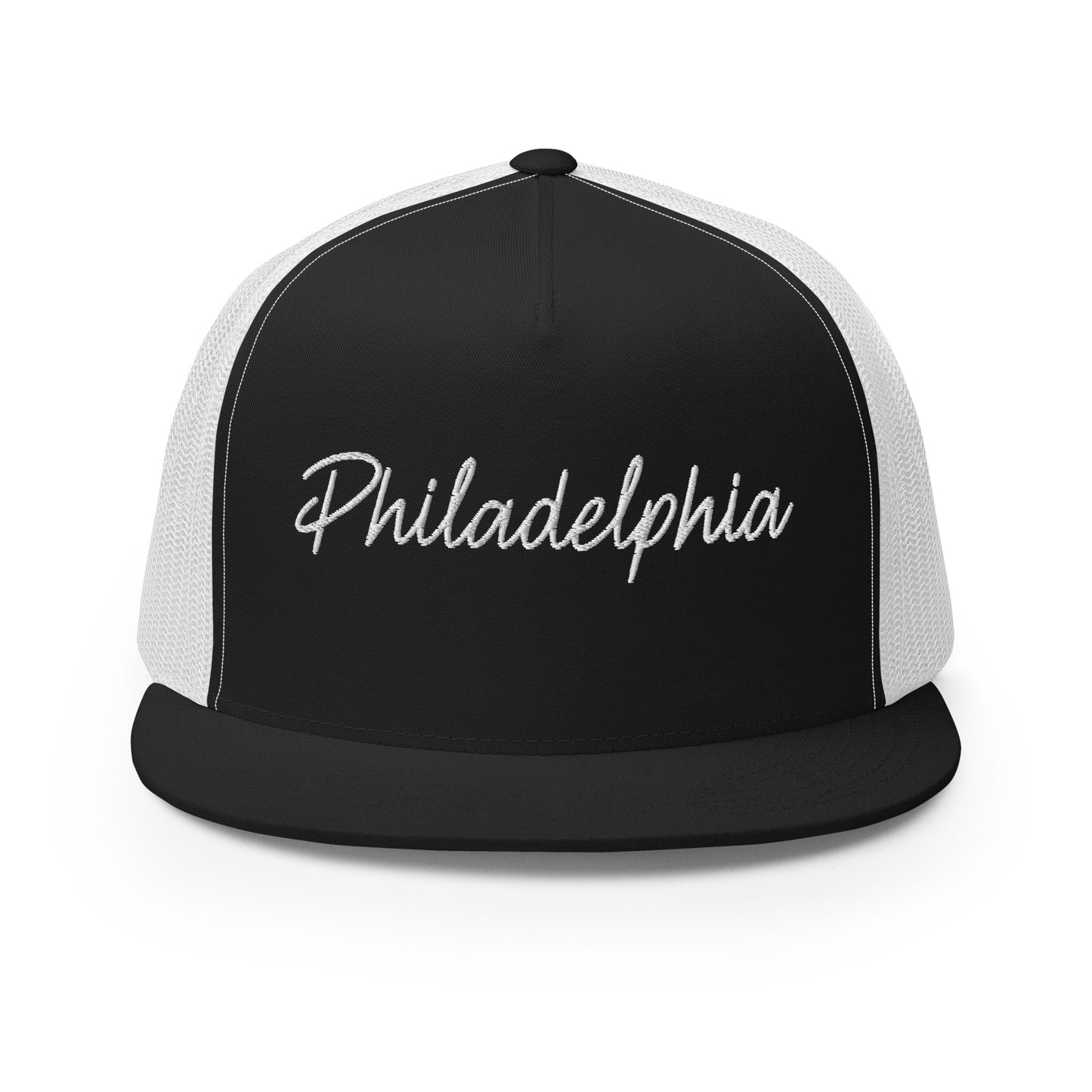 Philadelphia Retro Script High 5 Panel A-Frame Snapback Trucker Hat