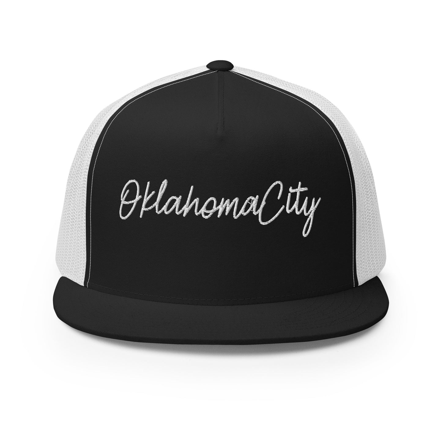 Oklahoma City Retro Script High 5 Panel A-Frame Snapback Trucker Hat