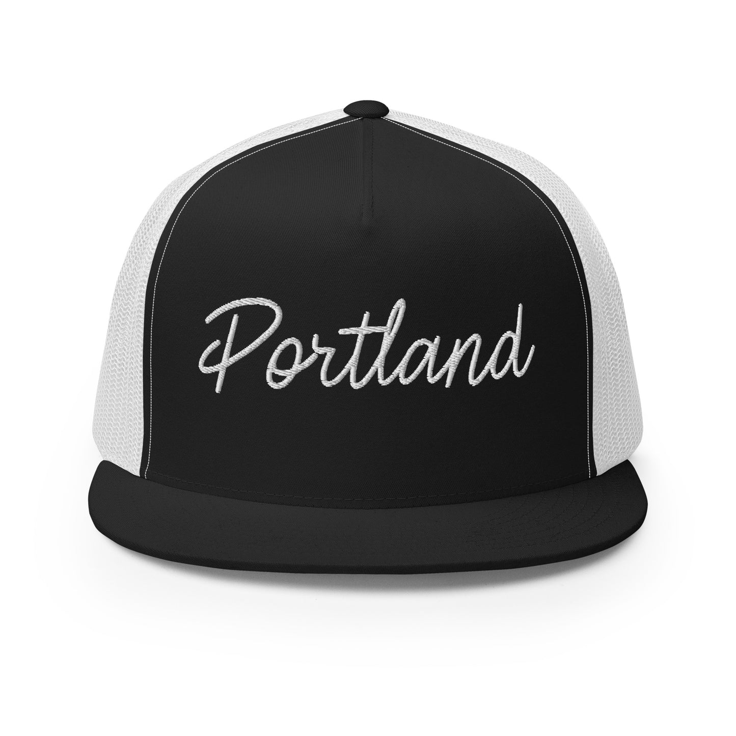Portland Retro Script High 5 Panel A-Frame Snapback Trucker Hat