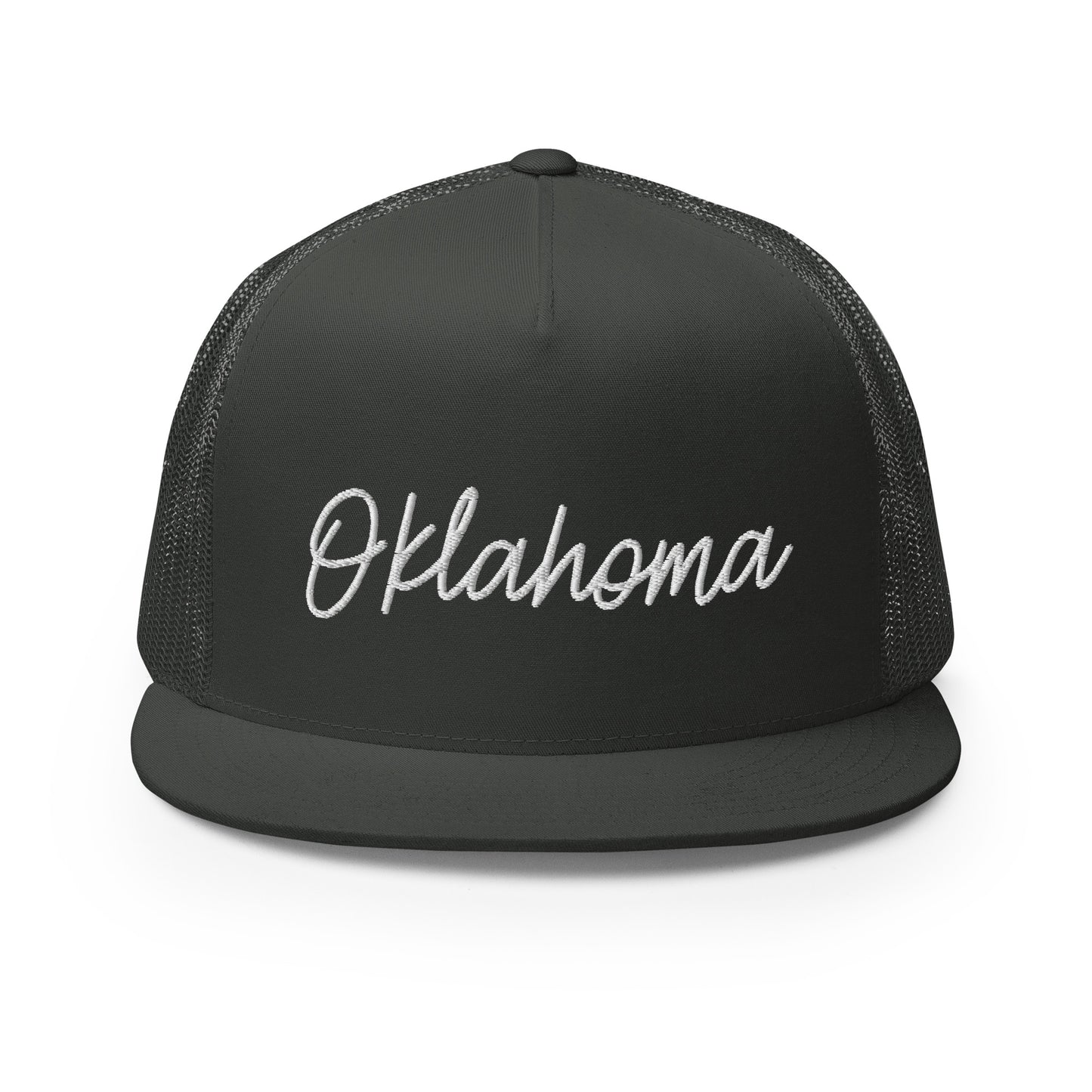 Oklahoma Retro Script High 5 Panel A-Frame Snapback Trucker Hat