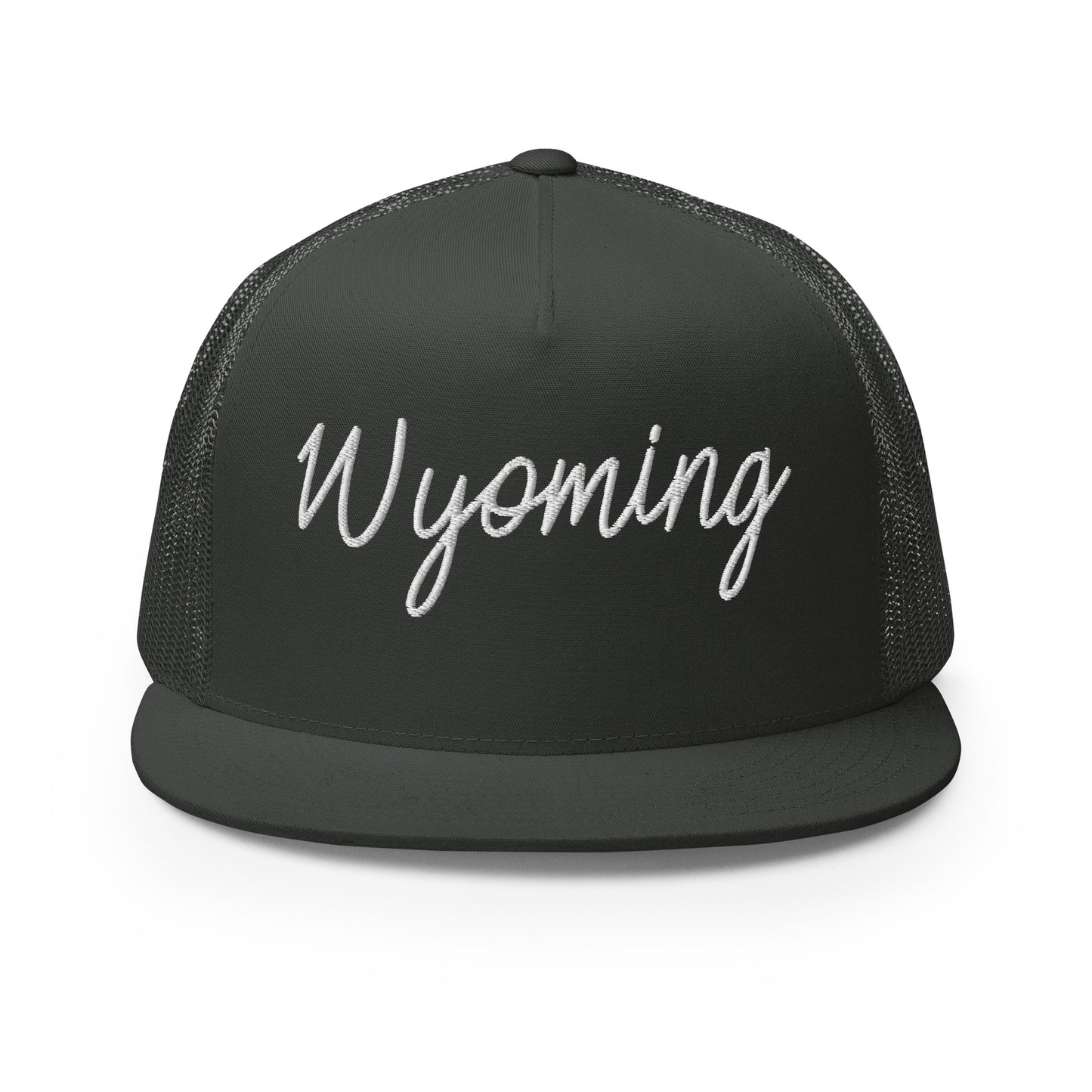 Wyoming Retro Script High 5 Panel A-Frame Snapback Trucker Hat