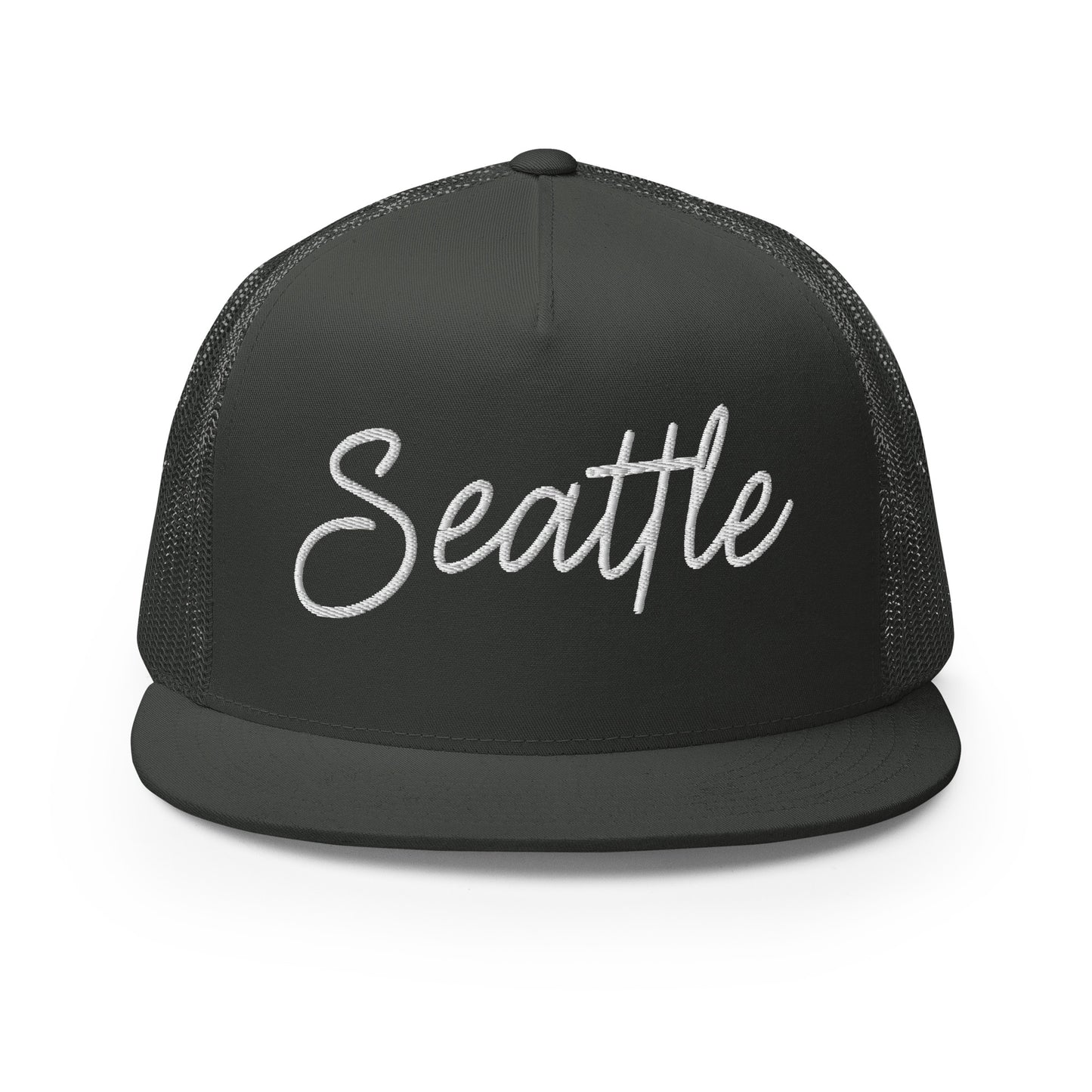 Seattle Retro Script High 5 Panel A-Frame Snapback Trucker Hat