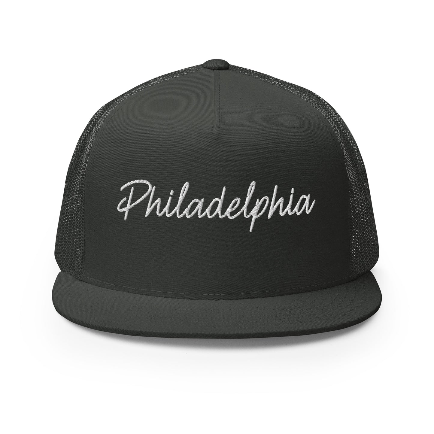 Philadelphia Retro Script High 5 Panel A-Frame Snapback Trucker Hat
