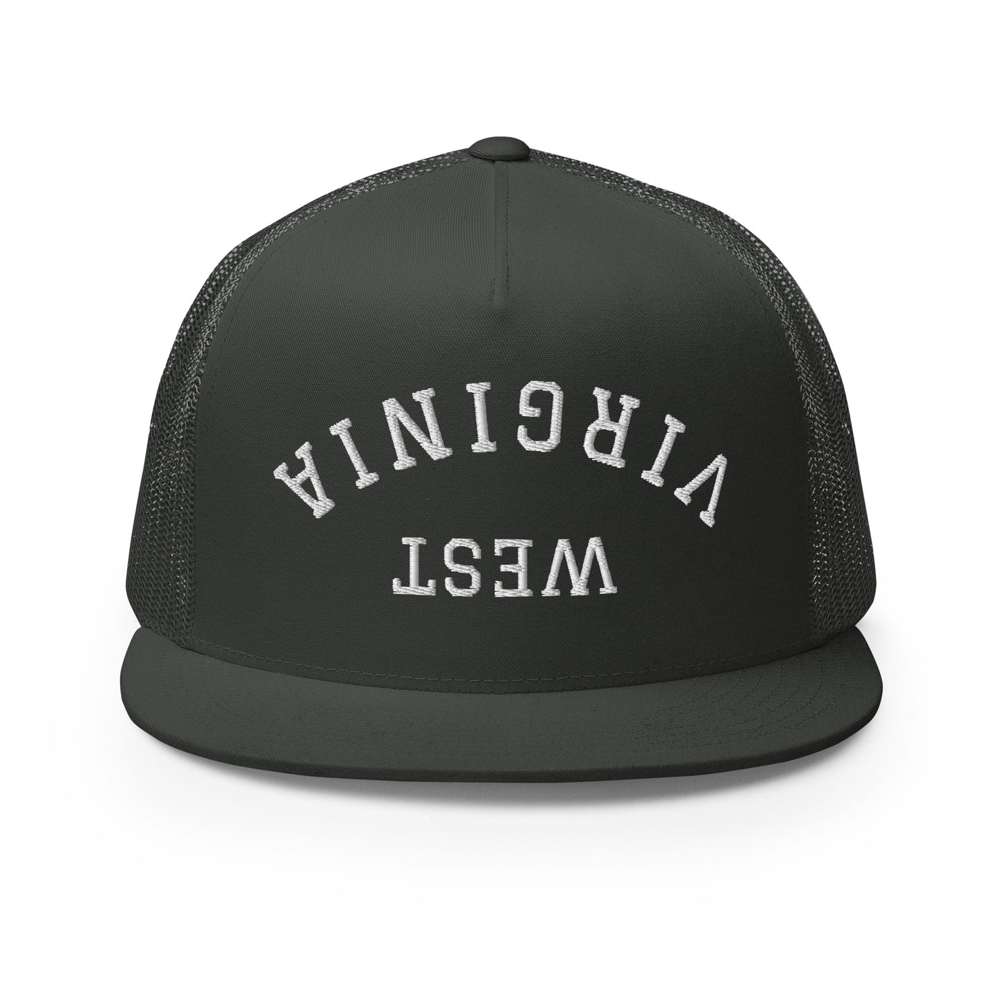West Virginia Upside Down Arch High 5 Panel A-Frame Snapback Trucker Hat