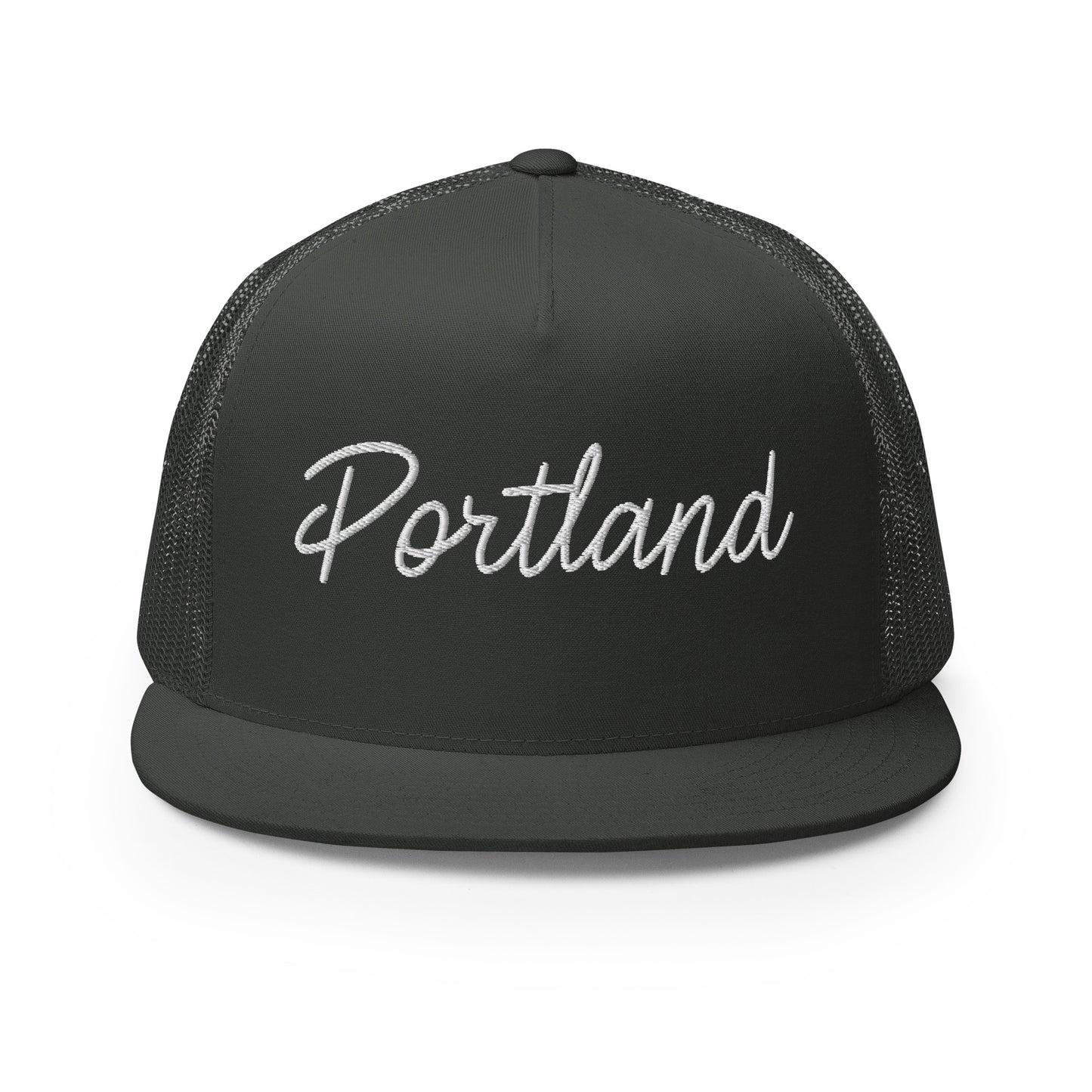 Portland Retro Script High 5 Panel A-Frame Snapback Trucker Hat