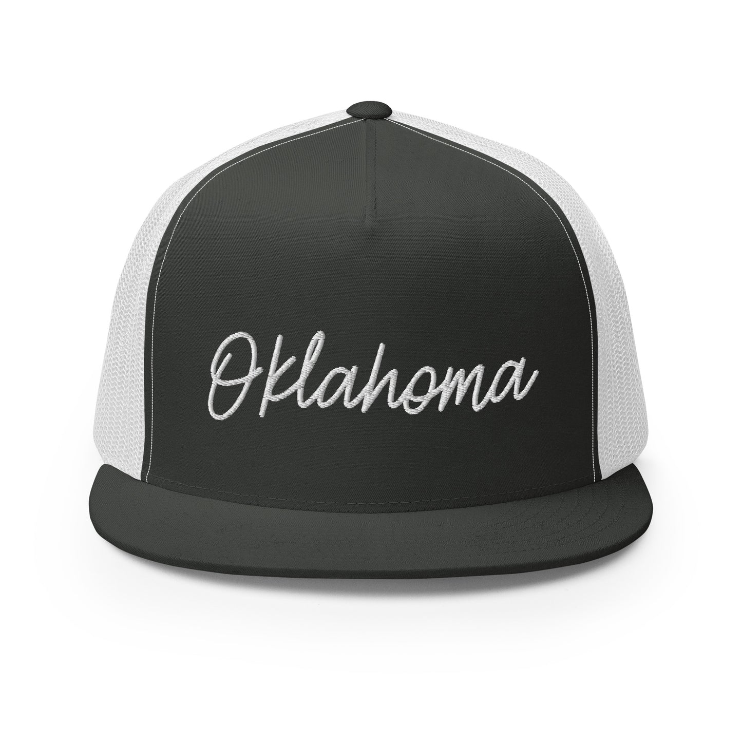 Oklahoma Retro Script High 5 Panel A-Frame Snapback Trucker Hat