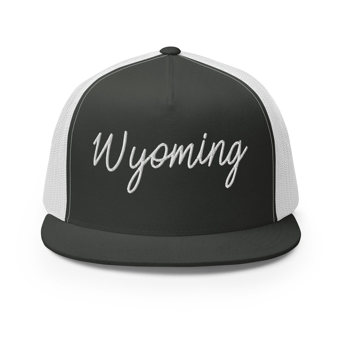 Wyoming Retro Script High 5 Panel A-Frame Snapback Trucker Hat