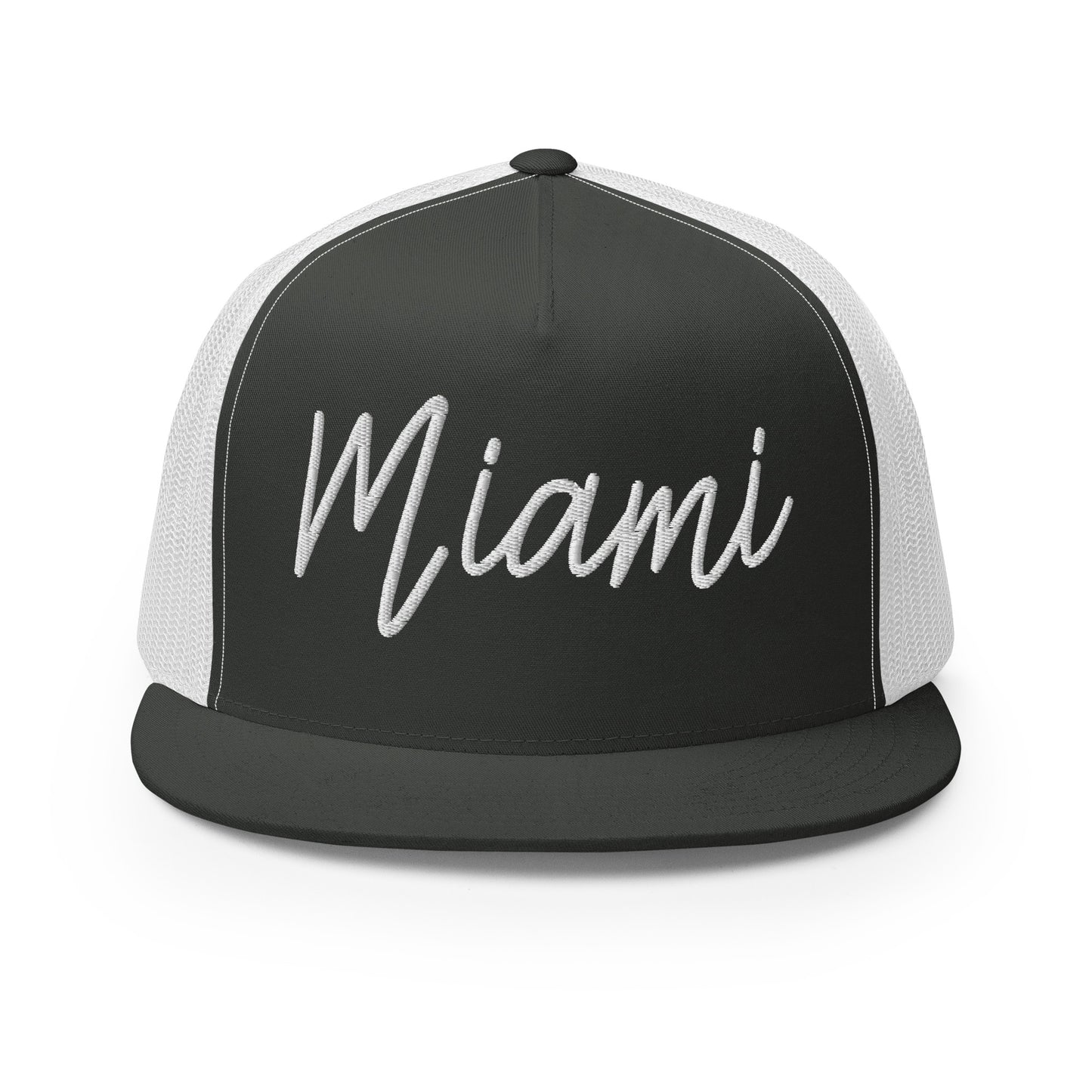 Miami Retro Script High 5 Panel A-Frame Snapback Trucker Hat