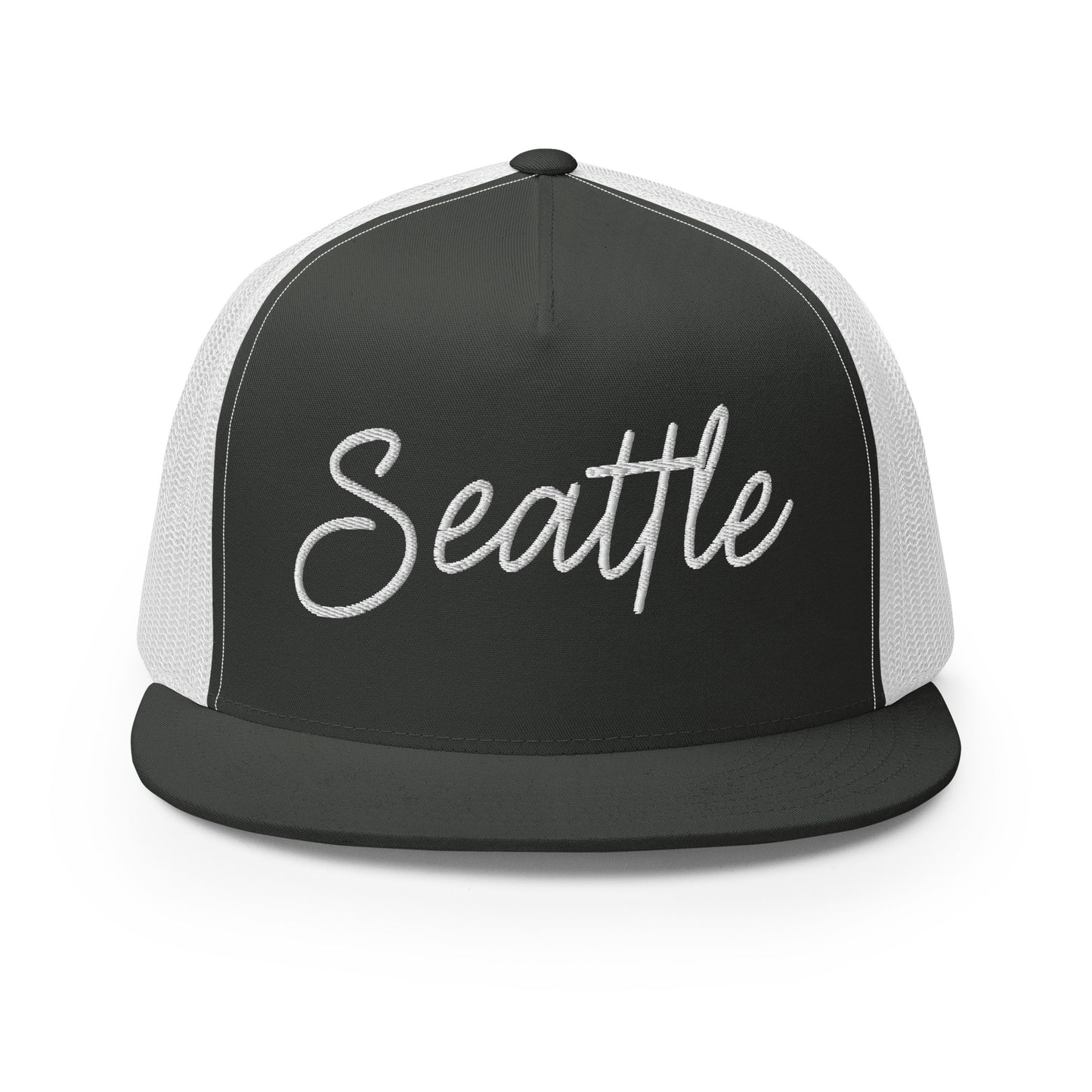Seattle Retro Script High 5 Panel A-Frame Snapback Trucker Hat