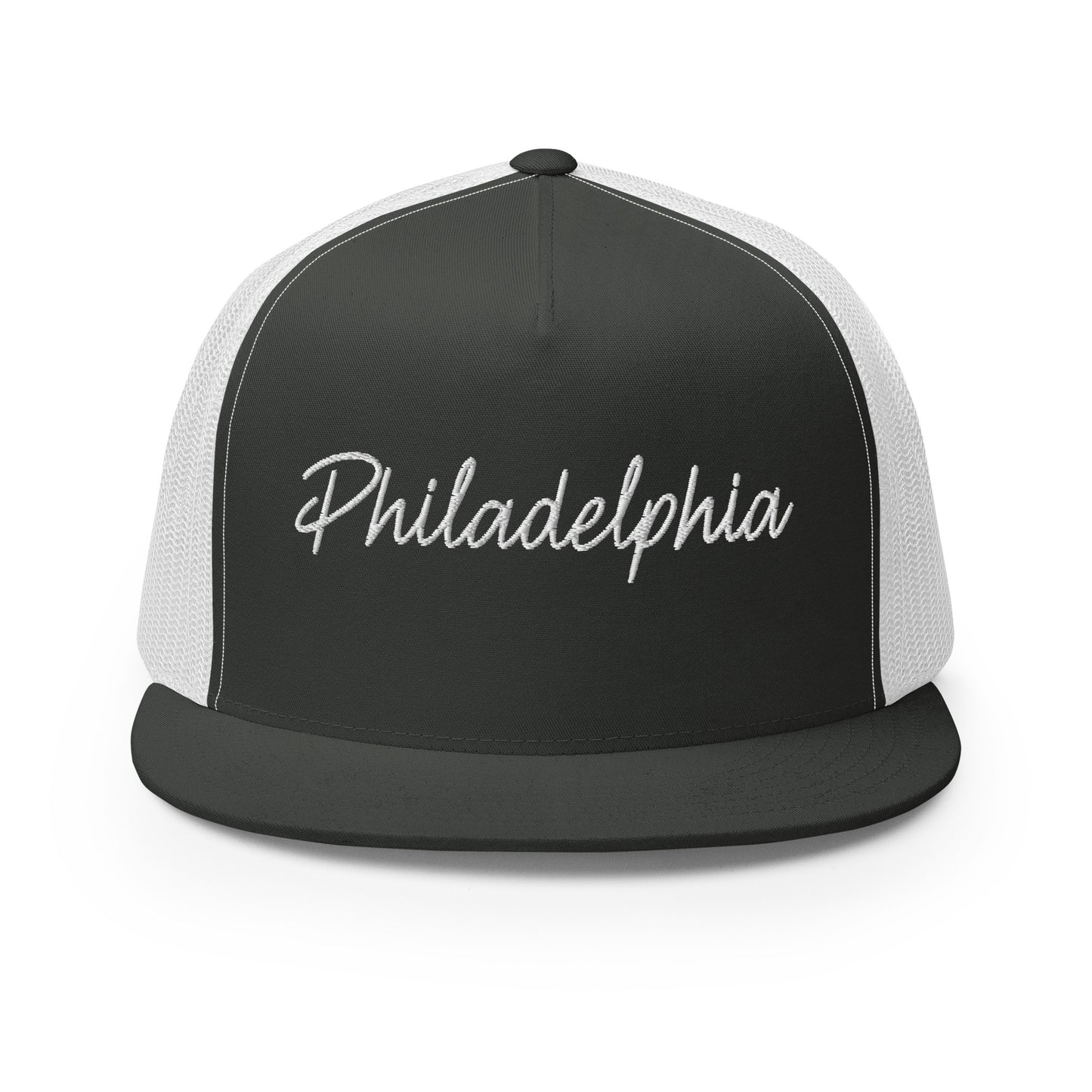 Philadelphia Retro Script High 5 Panel A-Frame Snapback Trucker Hat