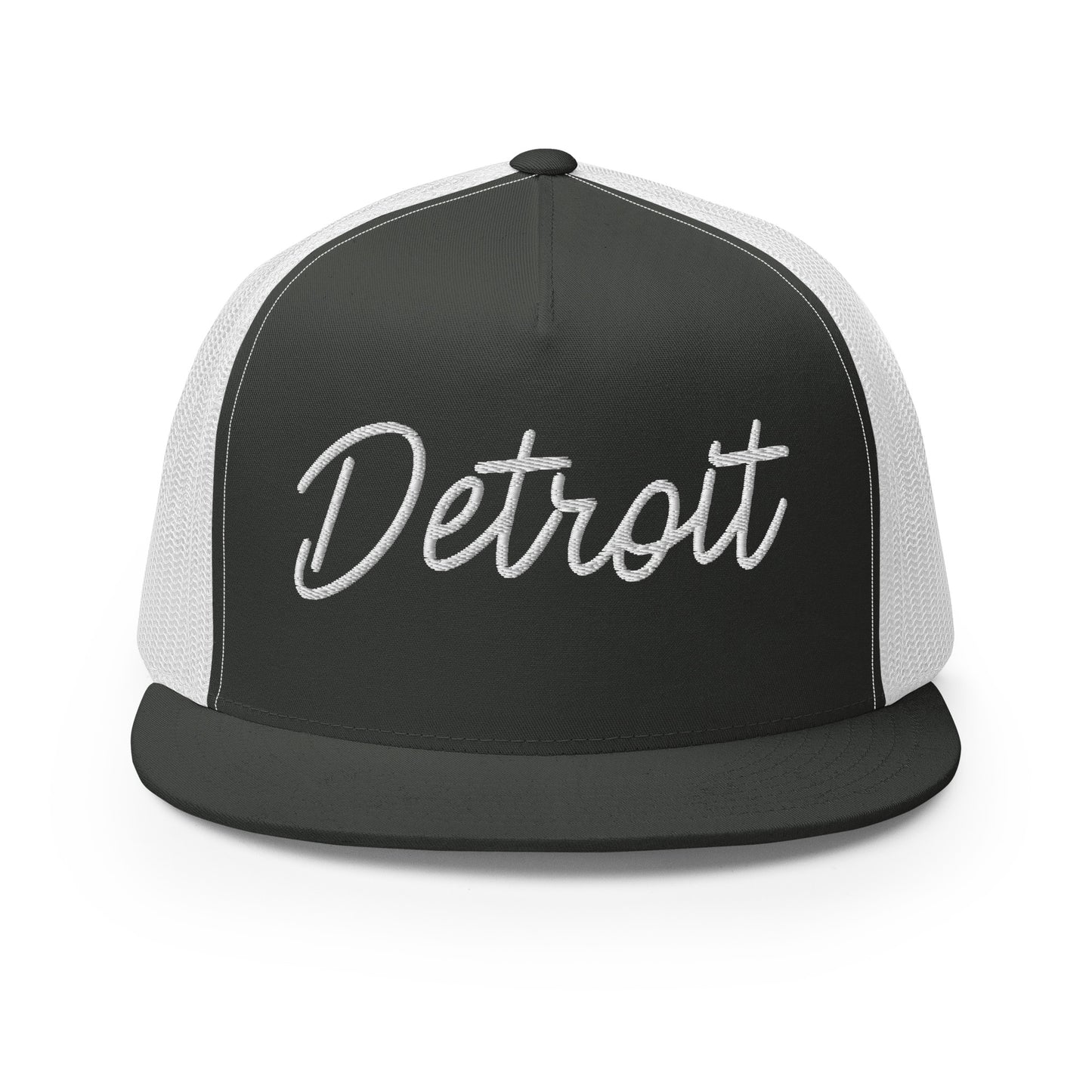 Detroit Retro Script High 5 Panel A-Frame Snapback Trucker Hat