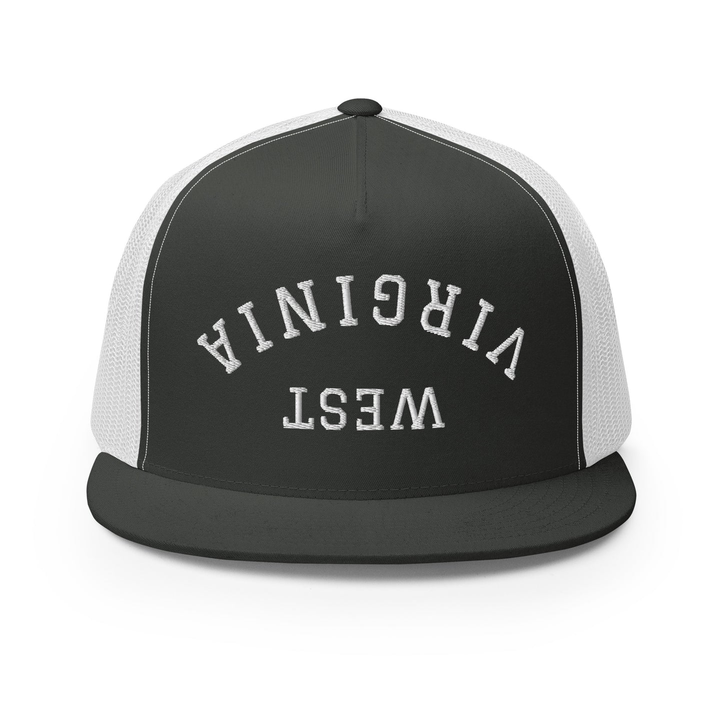West Virginia Upside Down Arch High 5 Panel A-Frame Snapback Trucker Hat