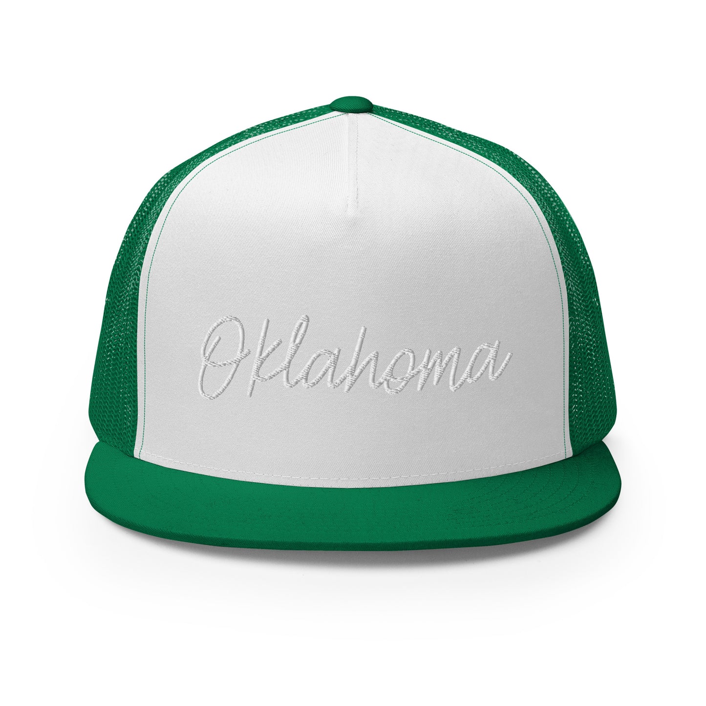 Oklahoma Retro Script High 5 Panel A-Frame Snapback Trucker Hat