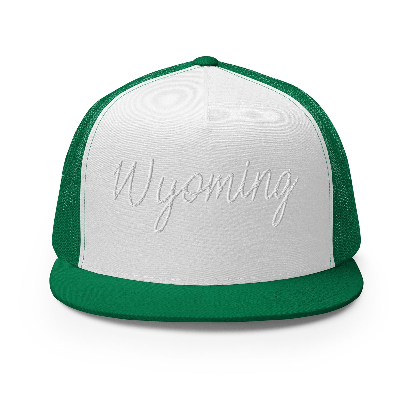 Wyoming Retro Script High 5 Panel A-Frame Snapback Trucker Hat