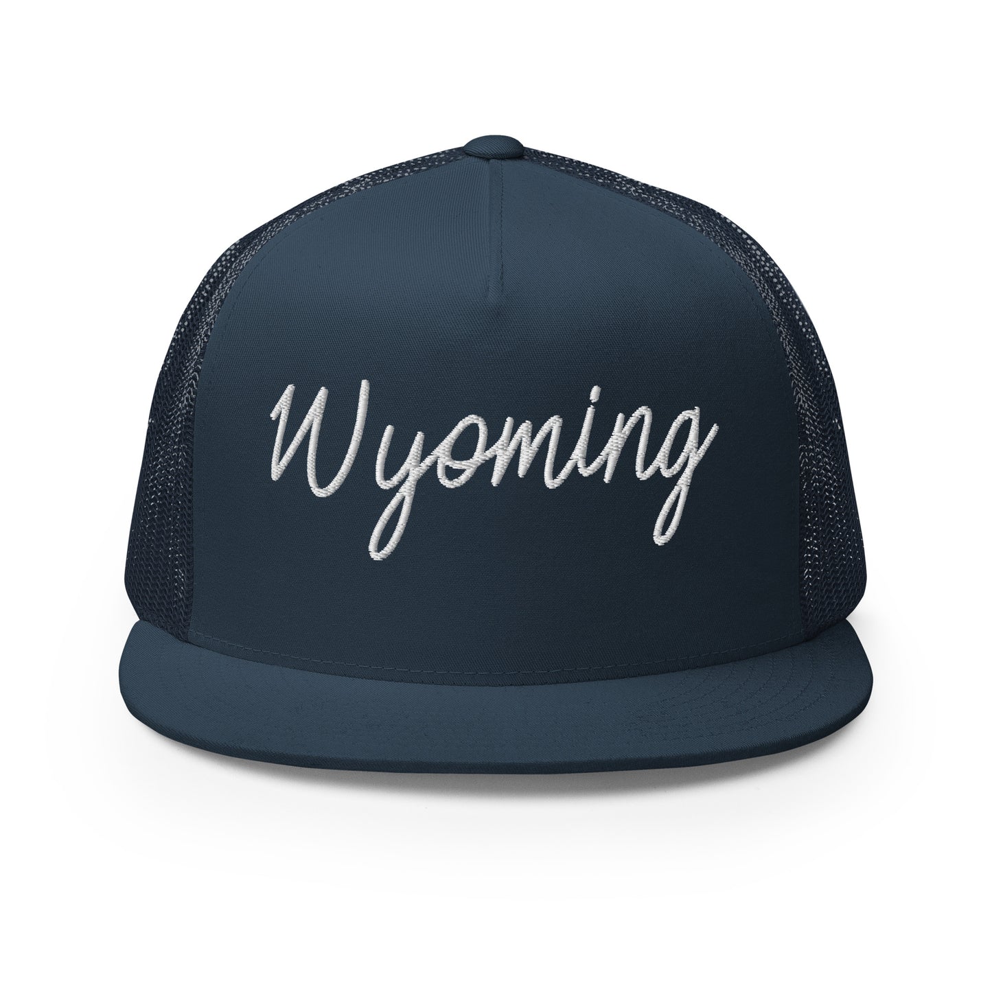Wyoming Retro Script High 5 Panel A-Frame Snapback Trucker Hat