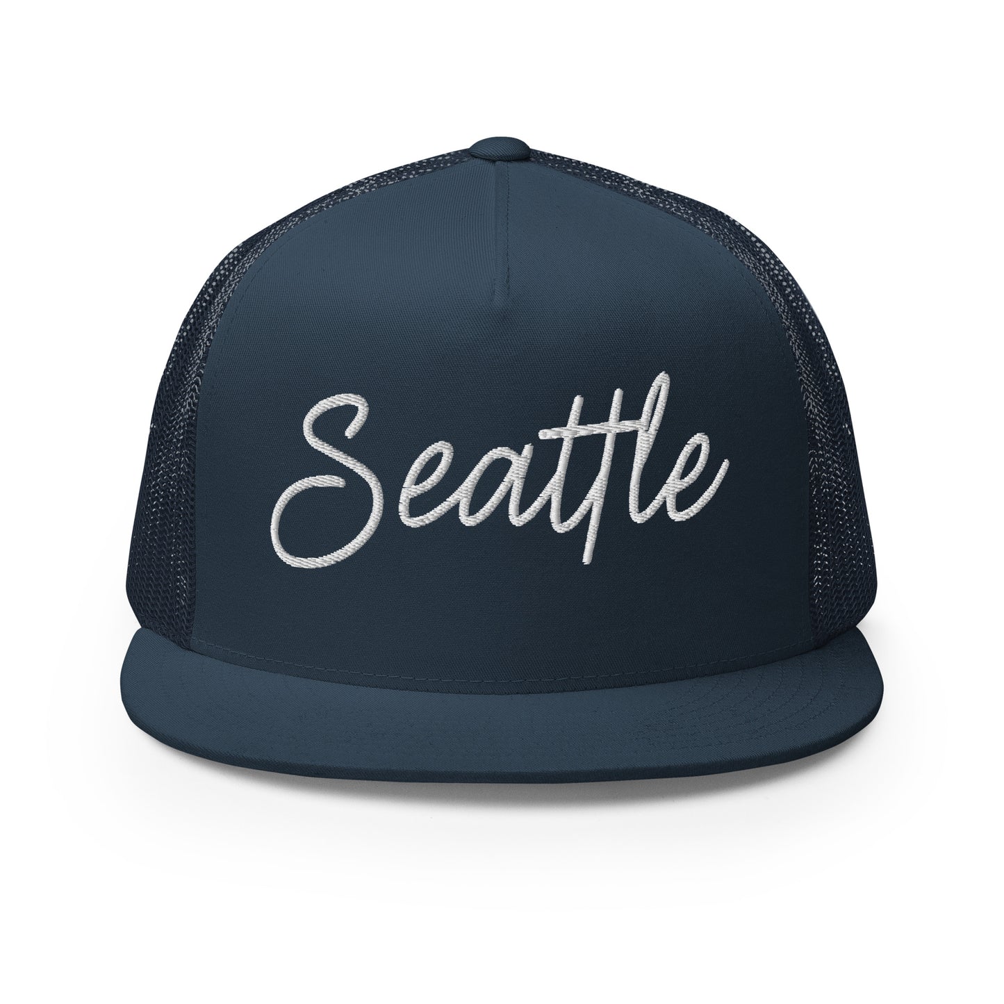 Seattle Retro Script High 5 Panel A-Frame Snapback Trucker Hat