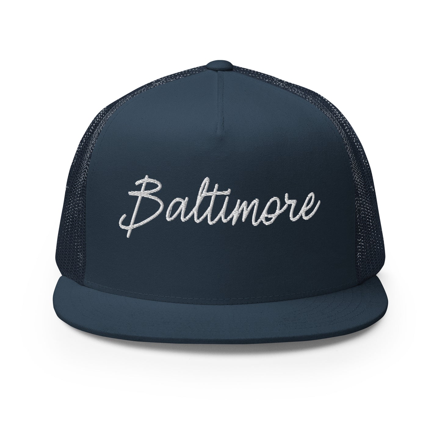 Baltimore Retro Script High 5 Panel A-Frame Snapback Trucker Hat