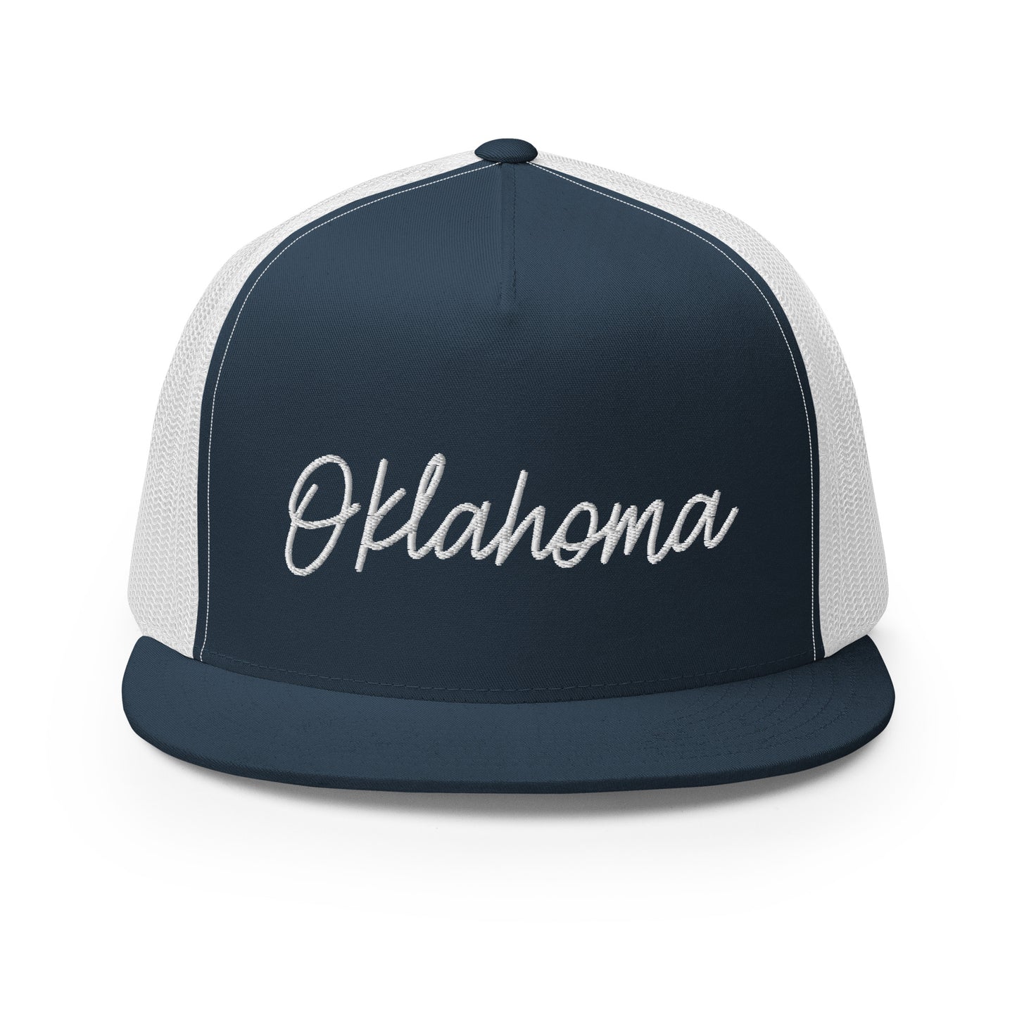 Oklahoma Retro Script High 5 Panel A-Frame Snapback Trucker Hat