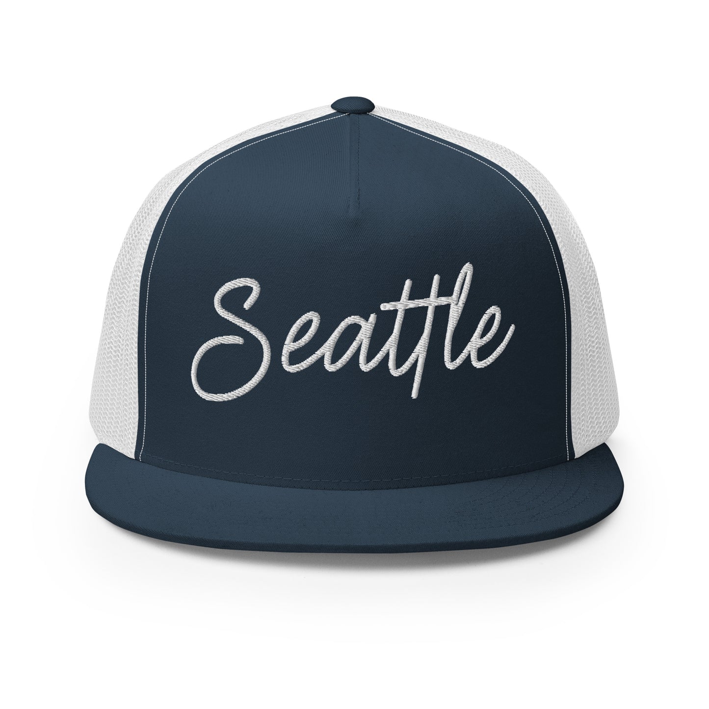 Seattle Retro Script High 5 Panel A-Frame Snapback Trucker Hat