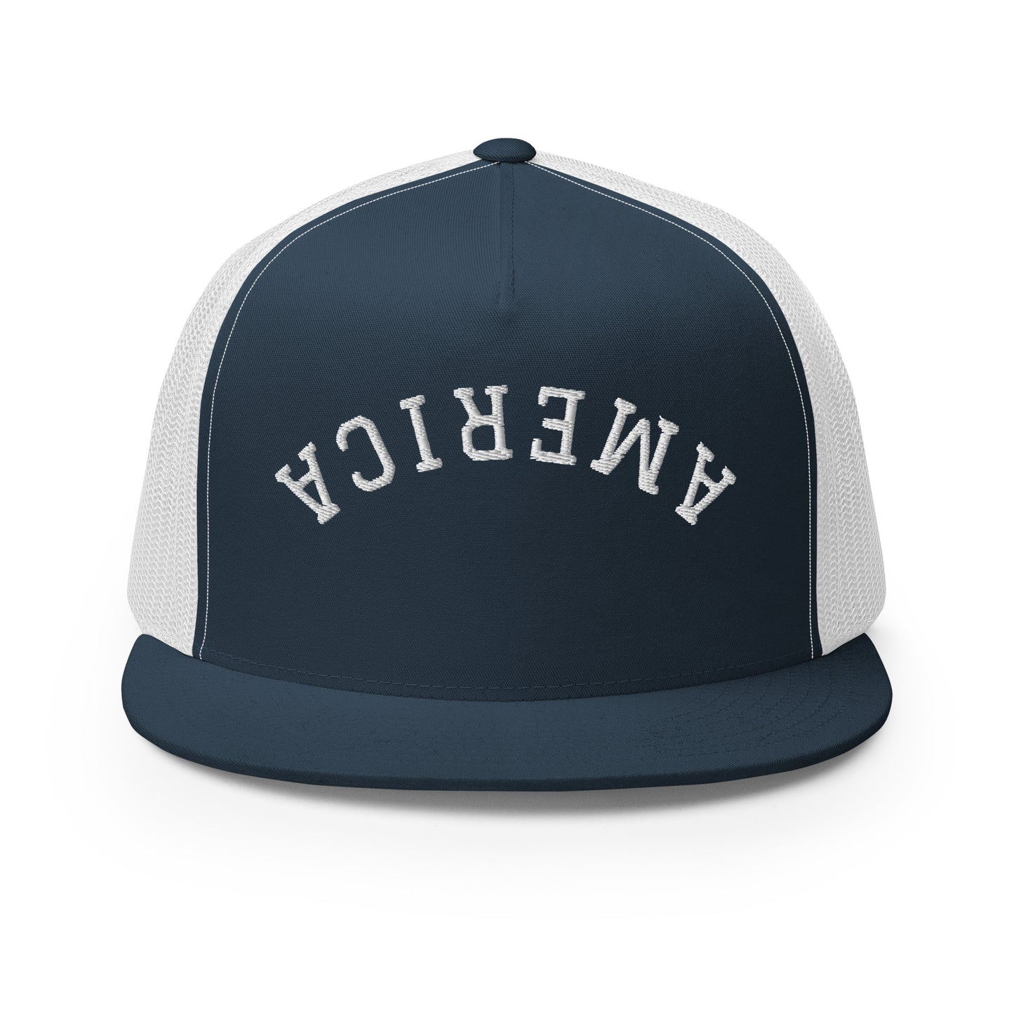 United States USA "America" Upside Down Arch High 5 Panel A-Frame Snapback Trucker Hat