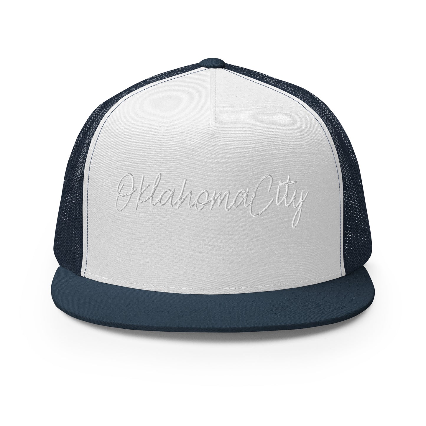 Oklahoma City Retro Script High 5 Panel A-Frame Snapback Trucker Hat