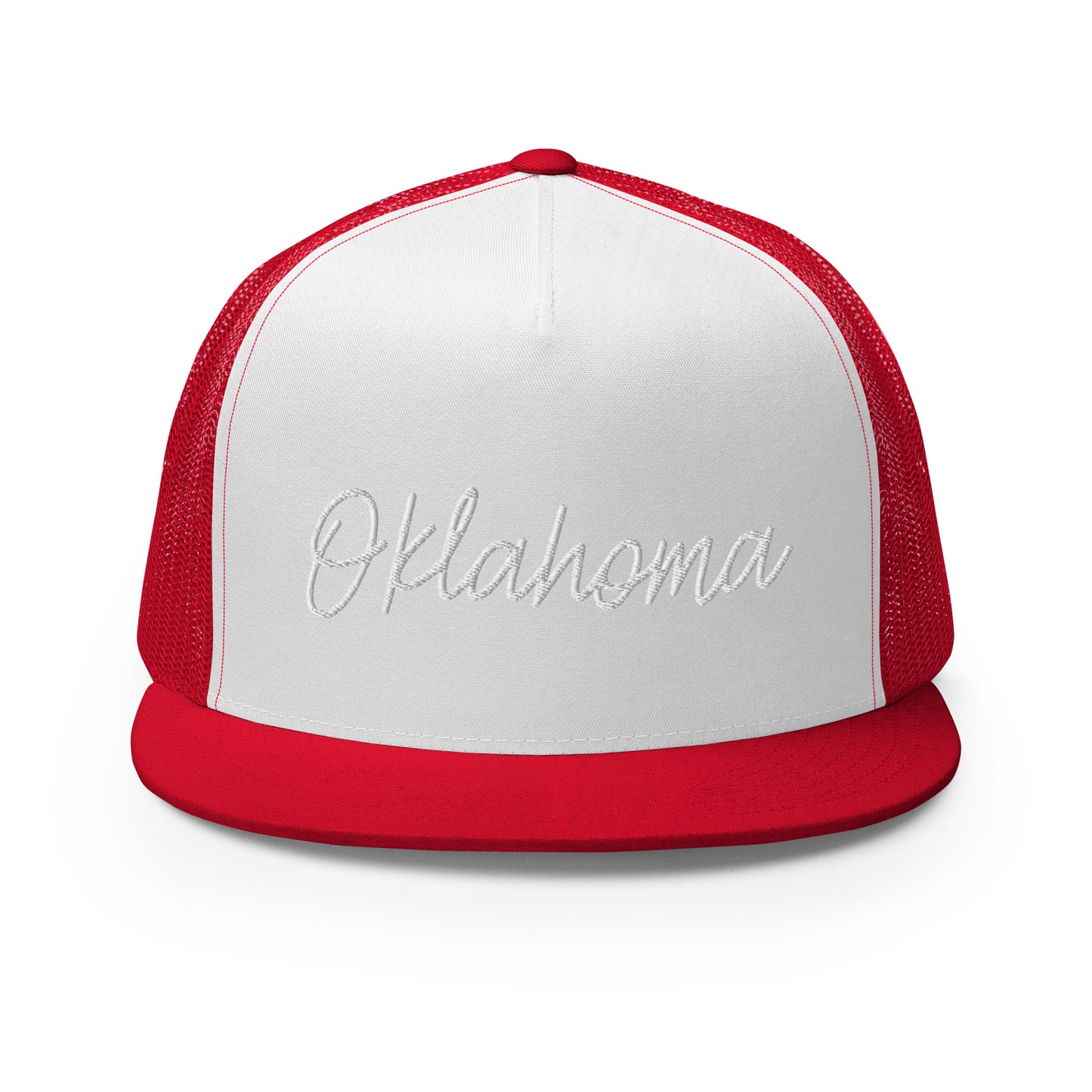 Oklahoma Retro Script High 5 Panel A-Frame Snapback Trucker Hat