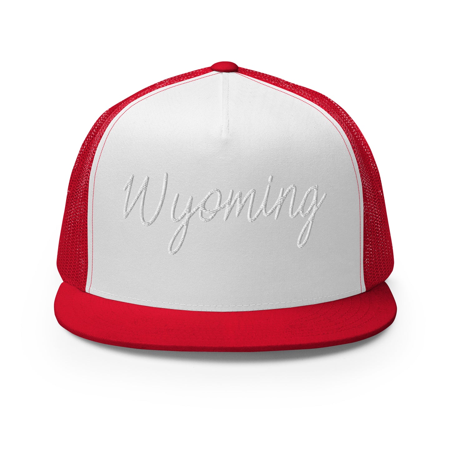 Wyoming Retro Script High 5 Panel A-Frame Snapback Trucker Hat