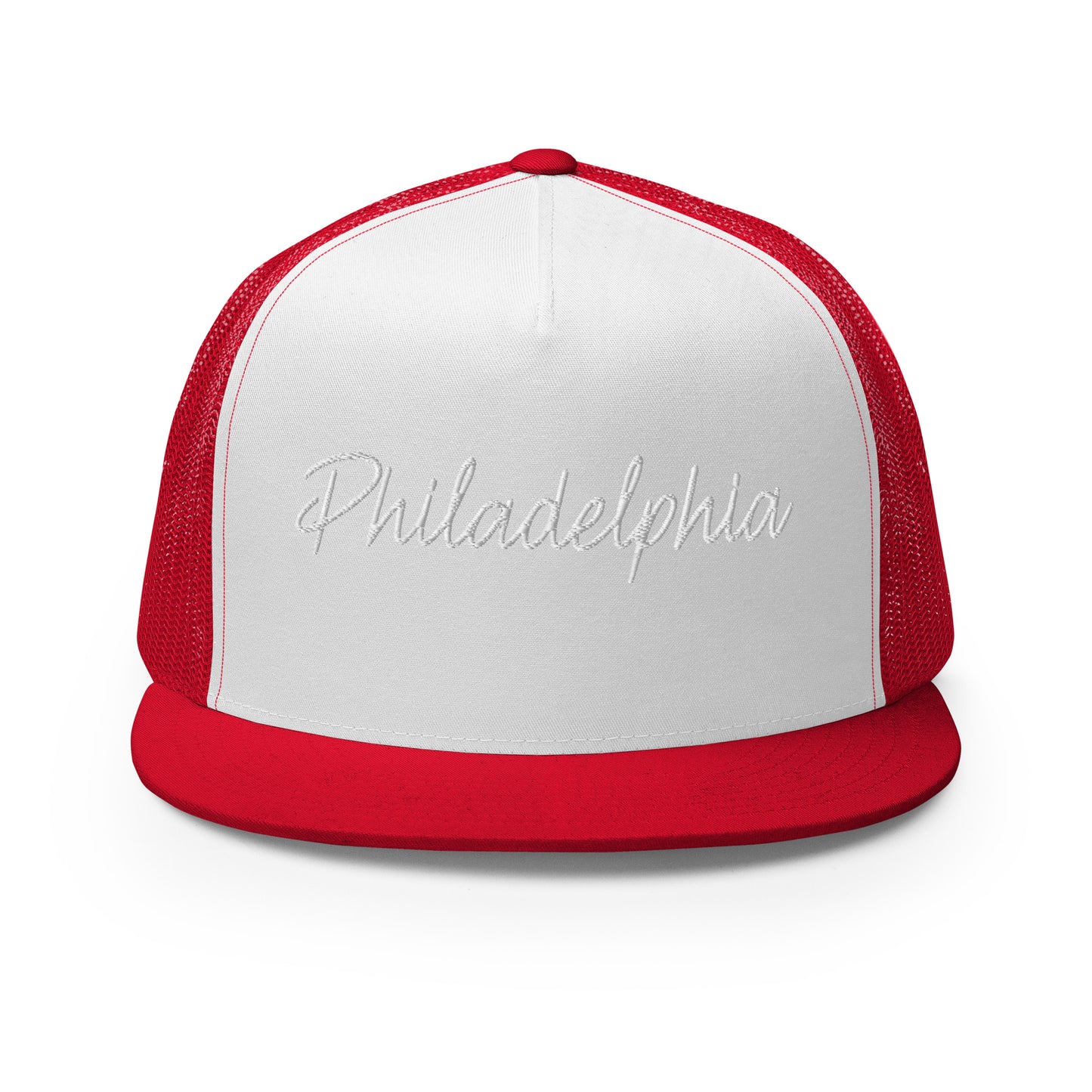 Philadelphia Retro Script High 5 Panel A-Frame Snapback Trucker Hat
