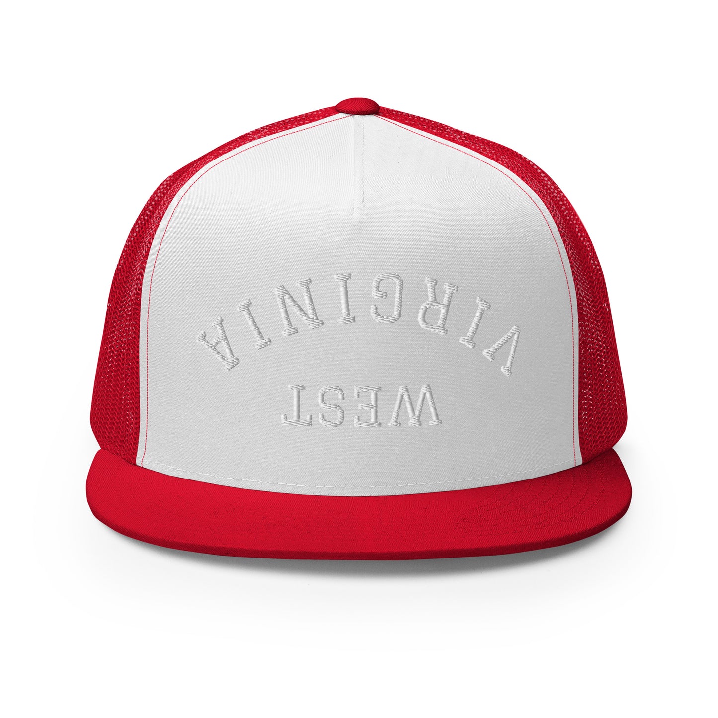 West Virginia Upside Down Arch High 5 Panel A-Frame Snapback Trucker Hat