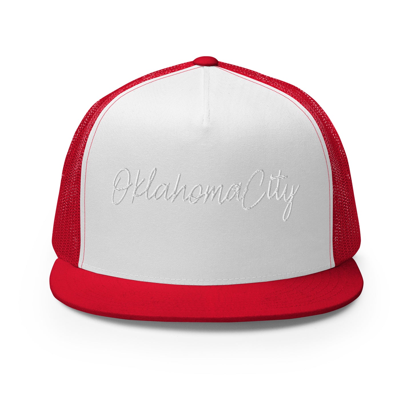 Oklahoma City Retro Script High 5 Panel A-Frame Snapback Trucker Hat