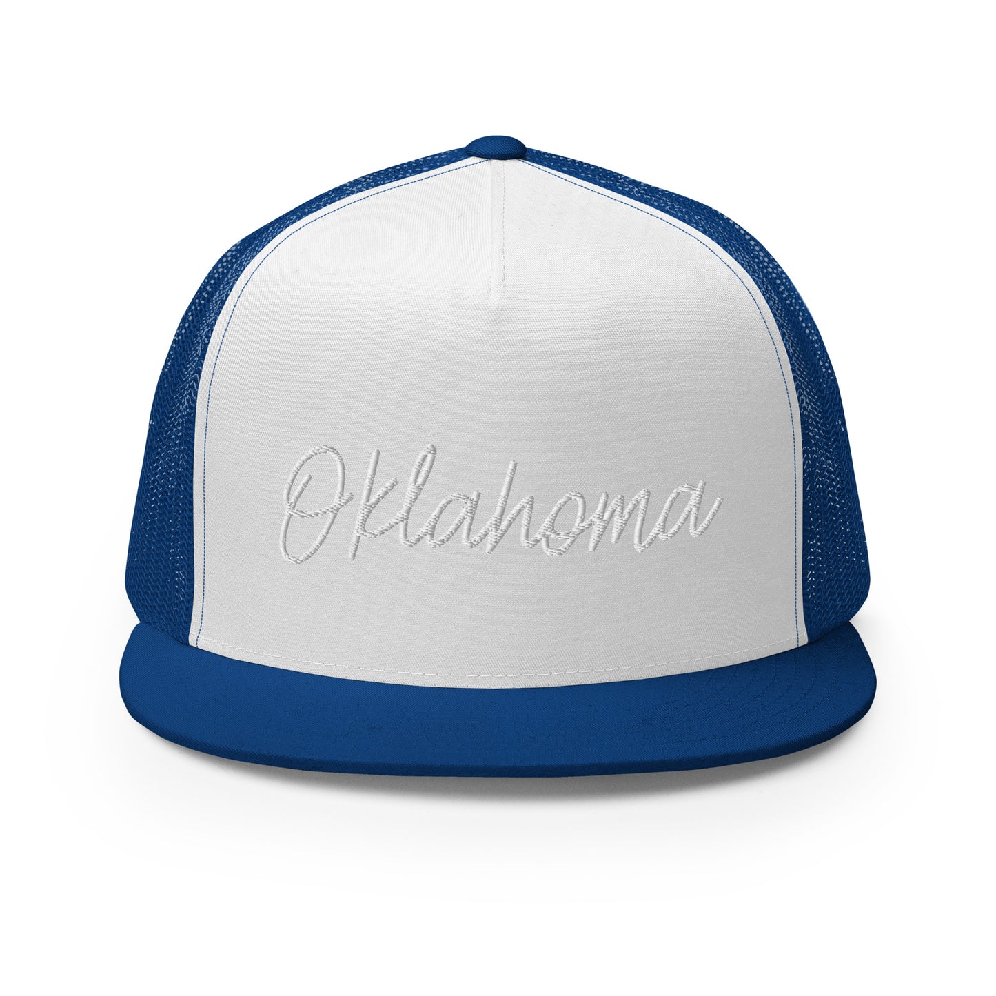 Oklahoma Retro Script High 5 Panel A-Frame Snapback Trucker Hat