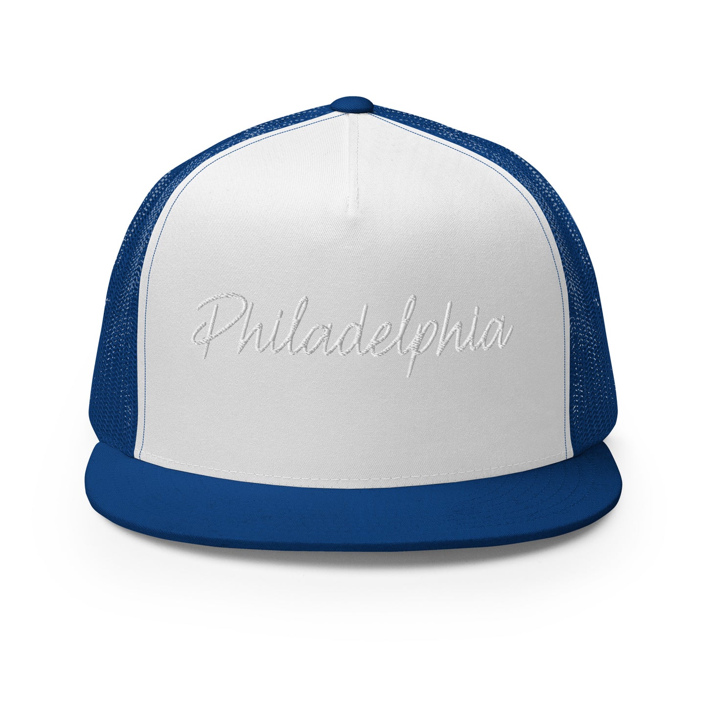 Philadelphia Retro Script High 5 Panel A-Frame Snapback Trucker Hat