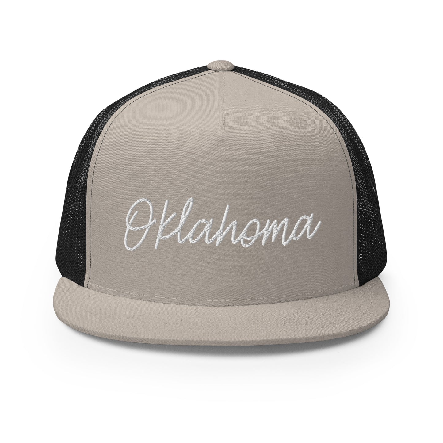 Oklahoma Retro Script High 5 Panel A-Frame Snapback Trucker Hat