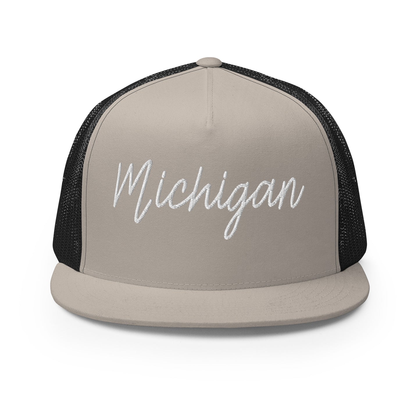 Michigan Retro Script High 5 Panel A-Frame Snapback Trucker Hat