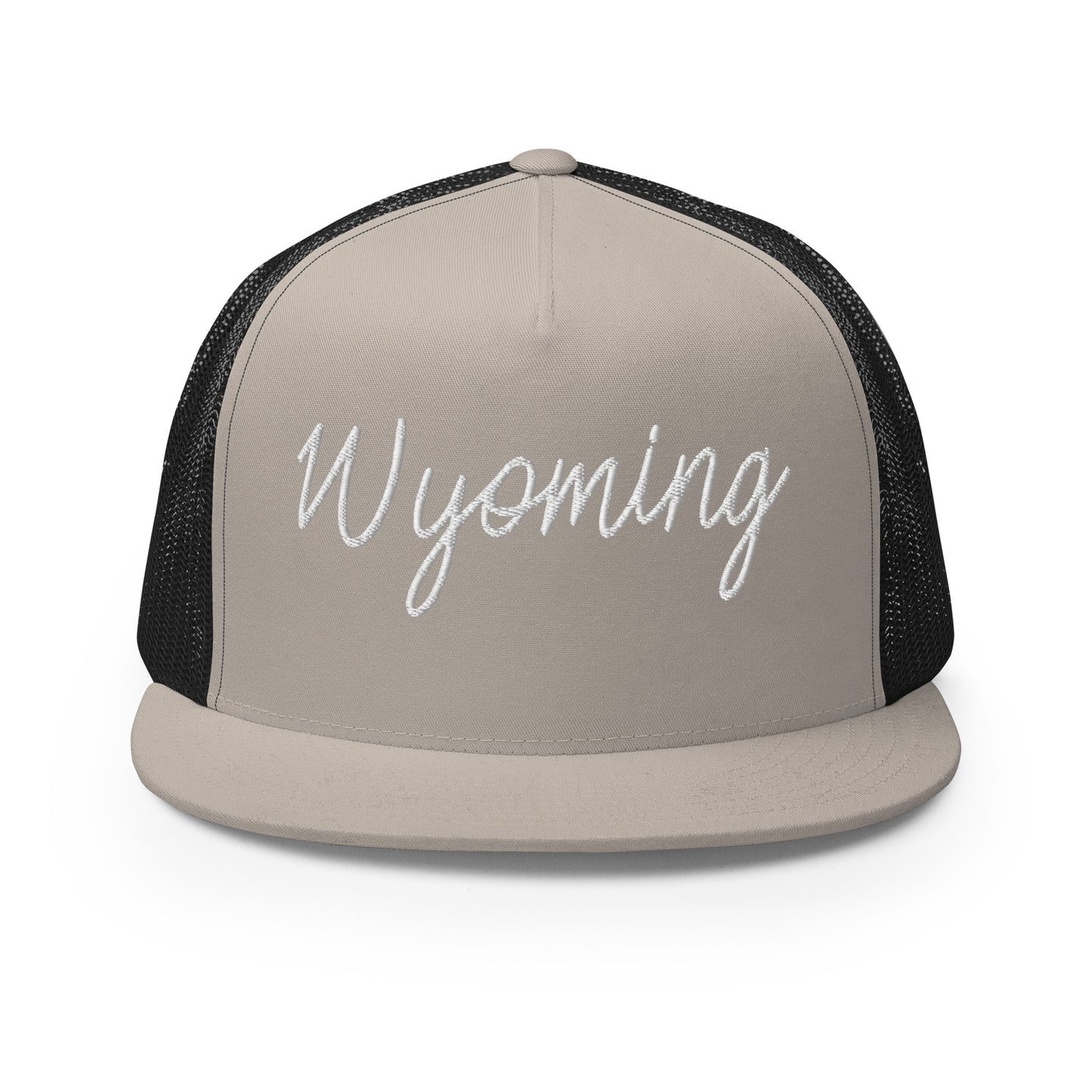 Wyoming Retro Script High 5 Panel A-Frame Snapback Trucker Hat