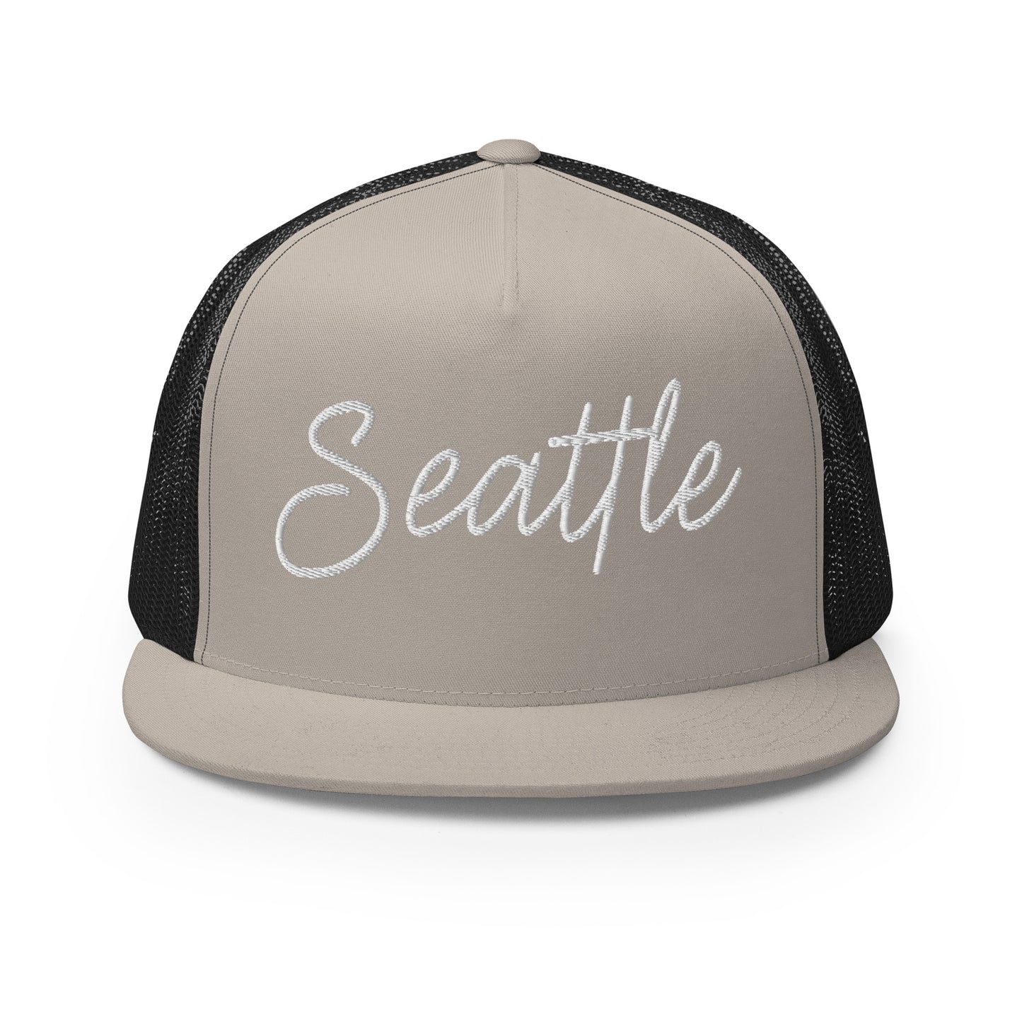 Seattle Retro Script High 5 Panel A-Frame Snapback Trucker Hat