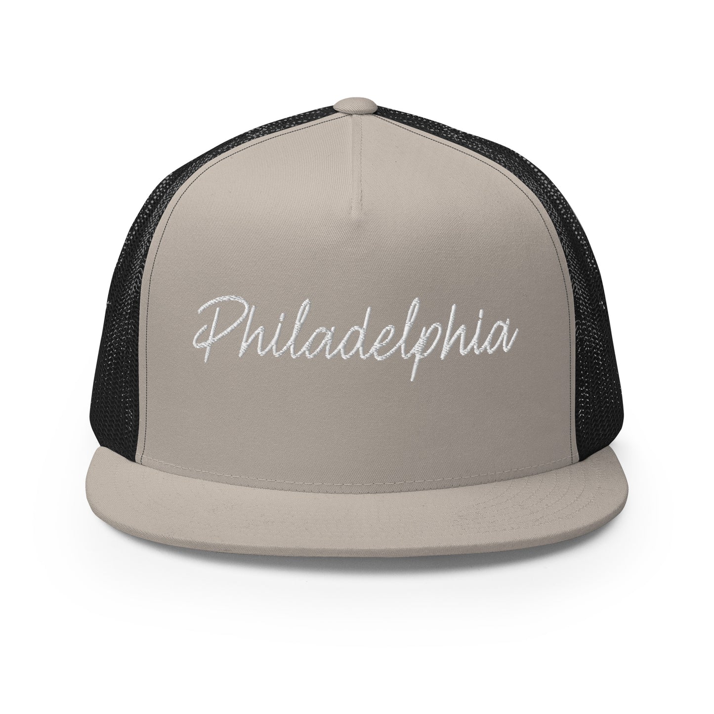 Philadelphia Retro Script High 5 Panel A-Frame Snapback Trucker Hat
