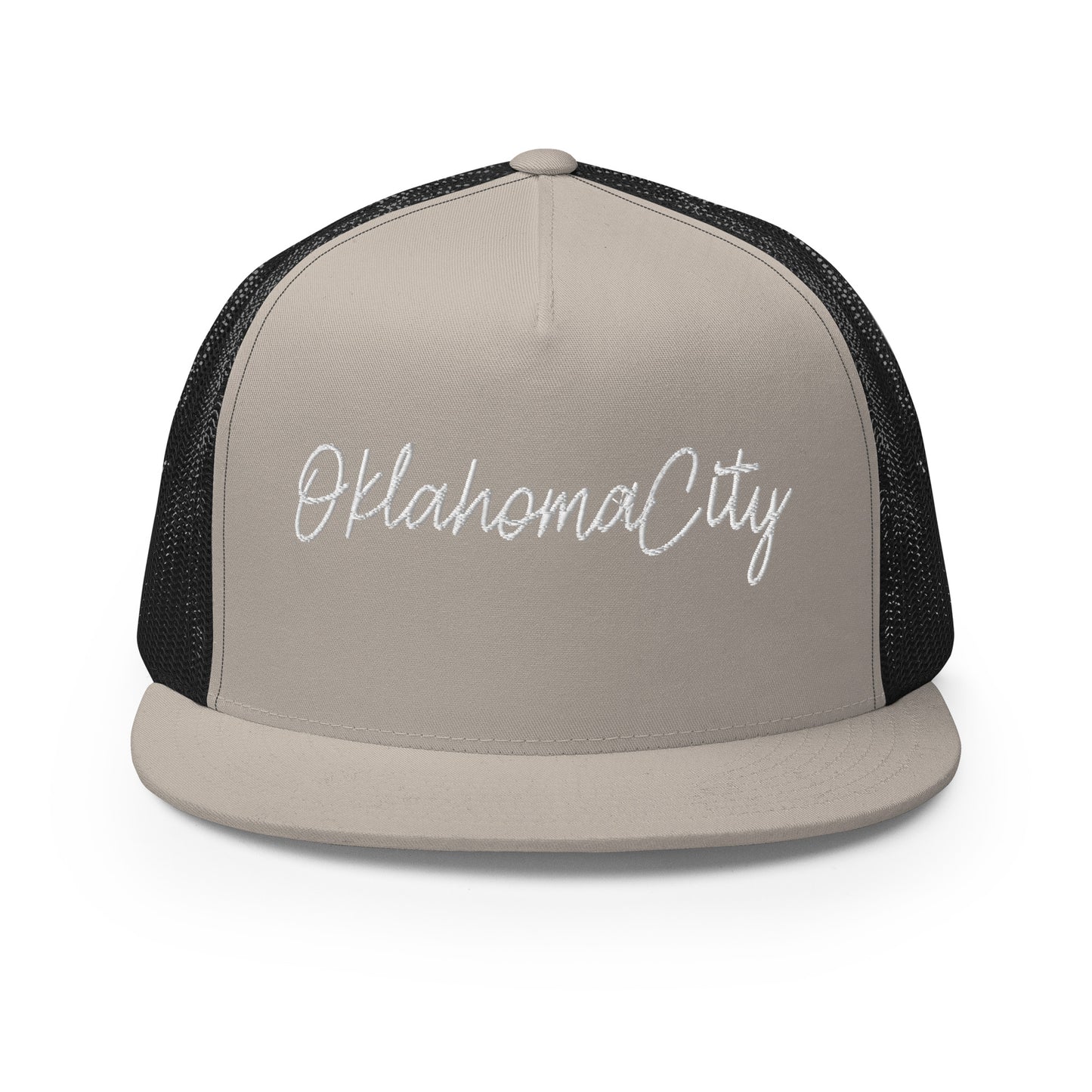Oklahoma City Retro Script High 5 Panel A-Frame Snapback Trucker Hat