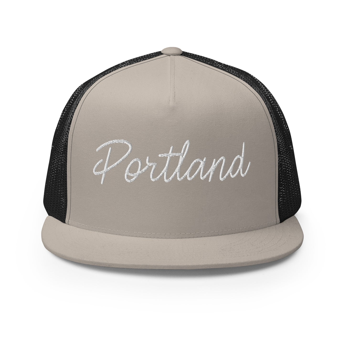 Portland Retro Script High 5 Panel A-Frame Snapback Trucker Hat