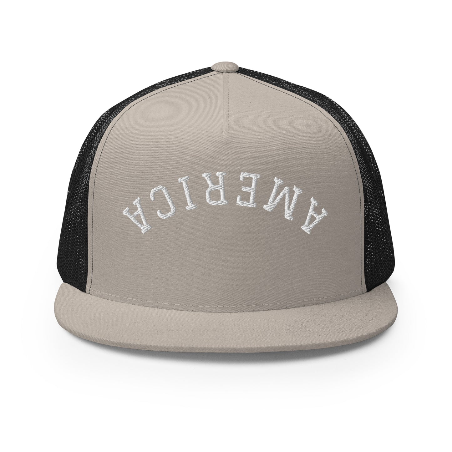 United States USA "America" Upside Down Arch High 5 Panel A-Frame Snapback Trucker Hat