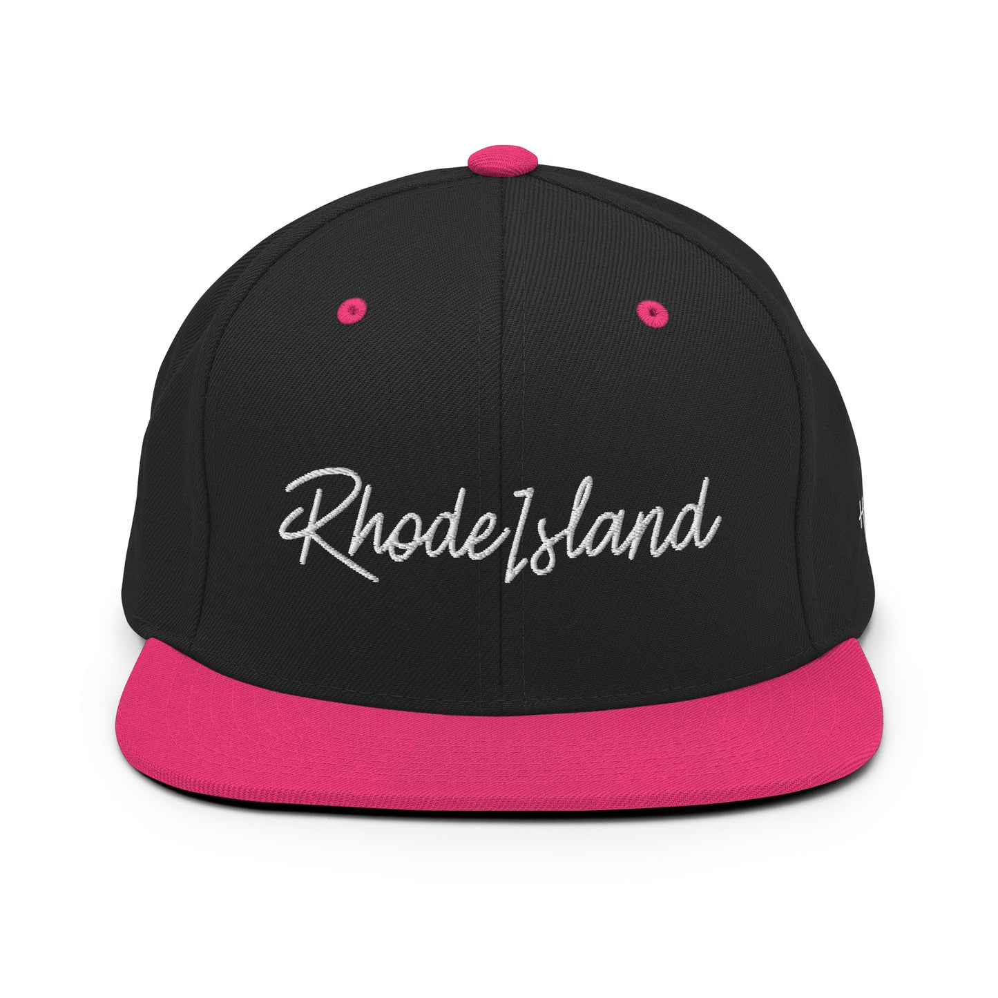 Rhode Island Retro Script 6 Panel Snapback Hat